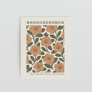 West Virginia State Flower Art Print – Rhododendron - The FlatFile Society