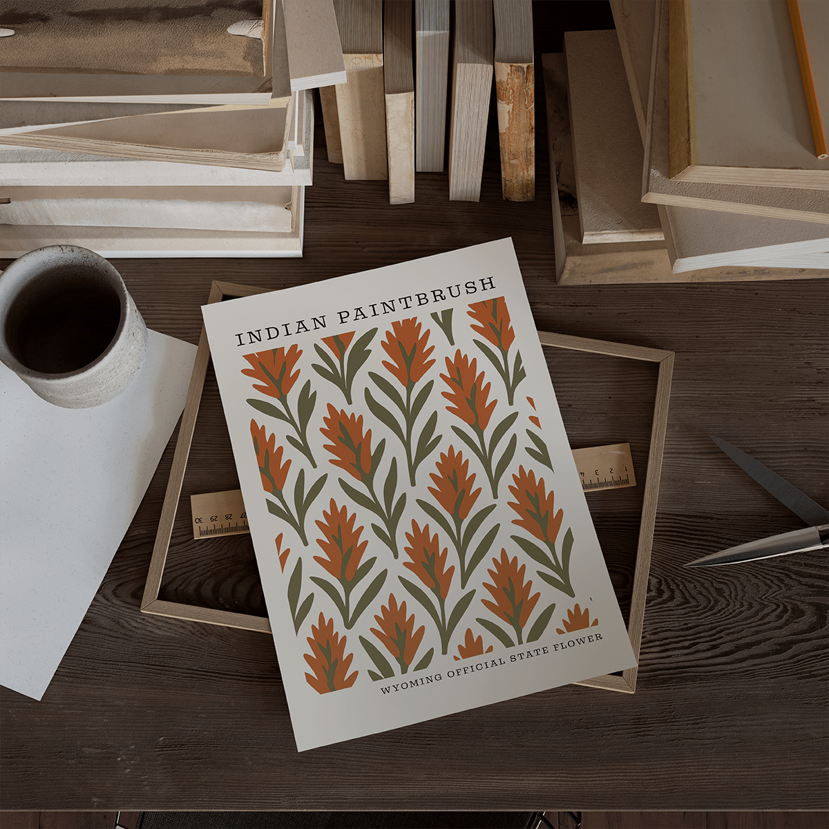 Wyoming State Flower Art Print – Indian Paintbrush - The FlatFile Society