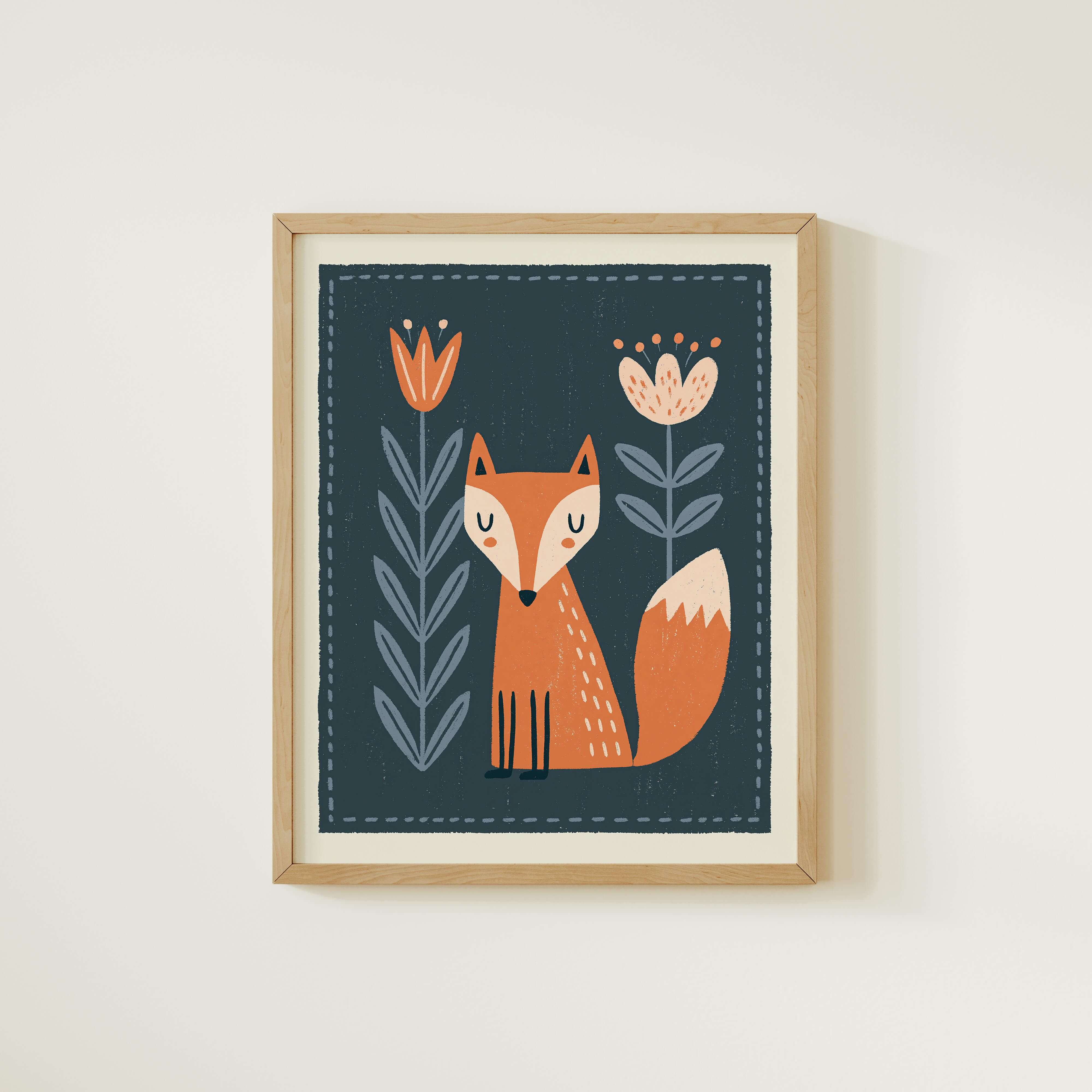 Woodland fox nursery wall art print