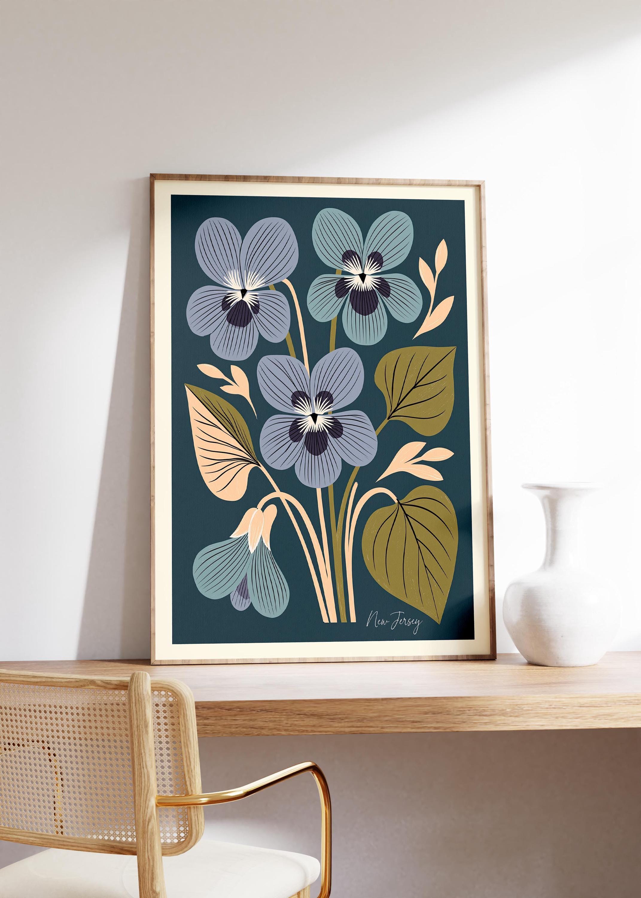 New Jersey state flower art print, violet