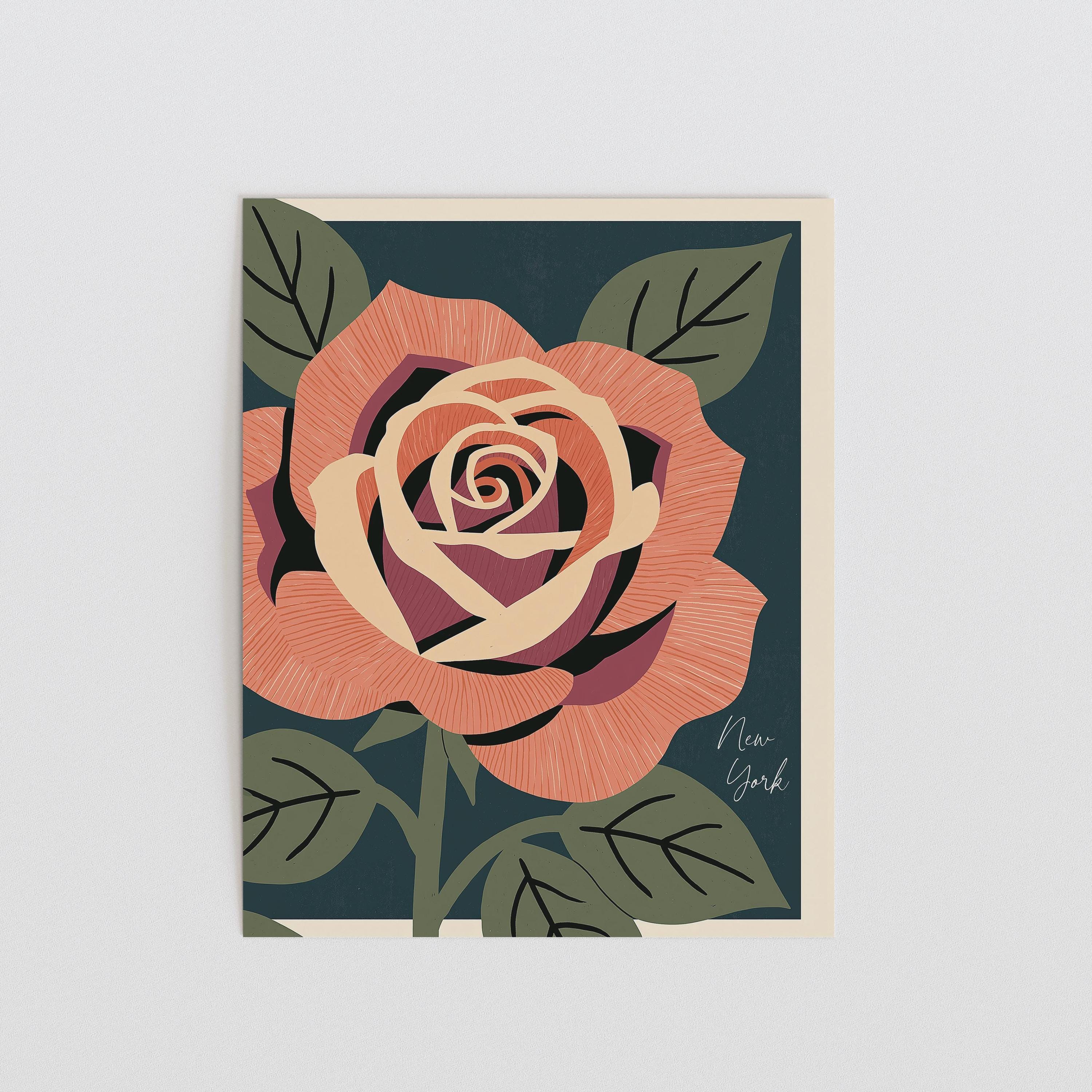 New York state flower art print, rose