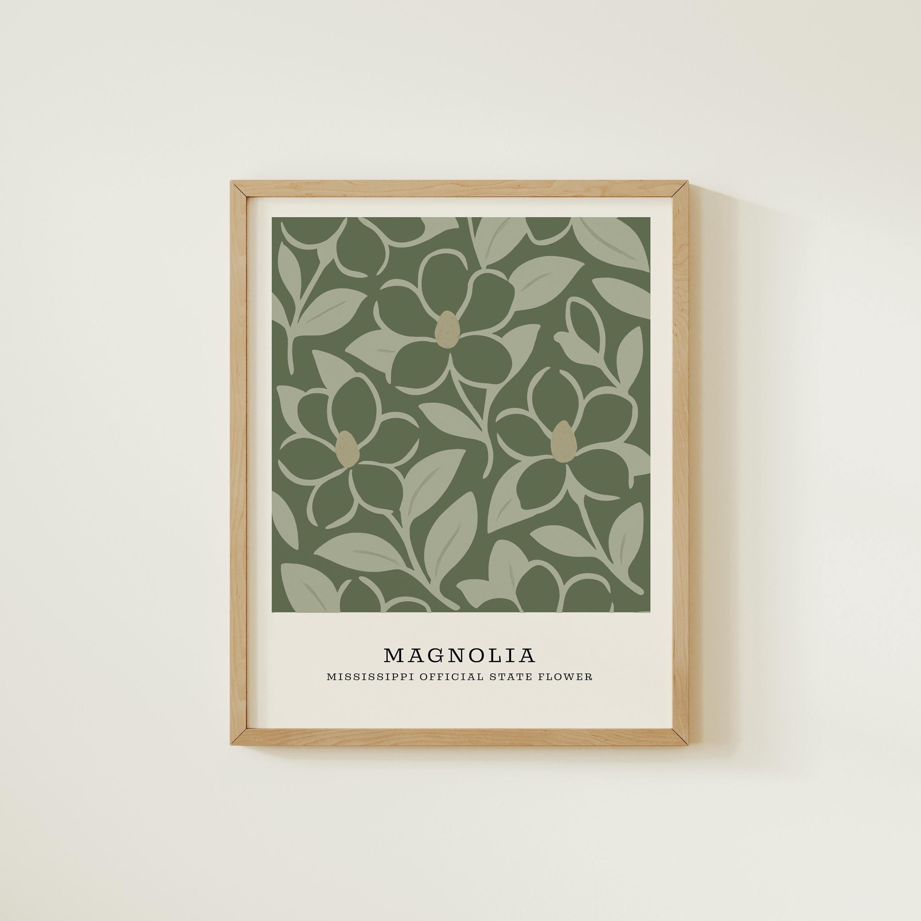 Mississippi state flower art print, magnolia