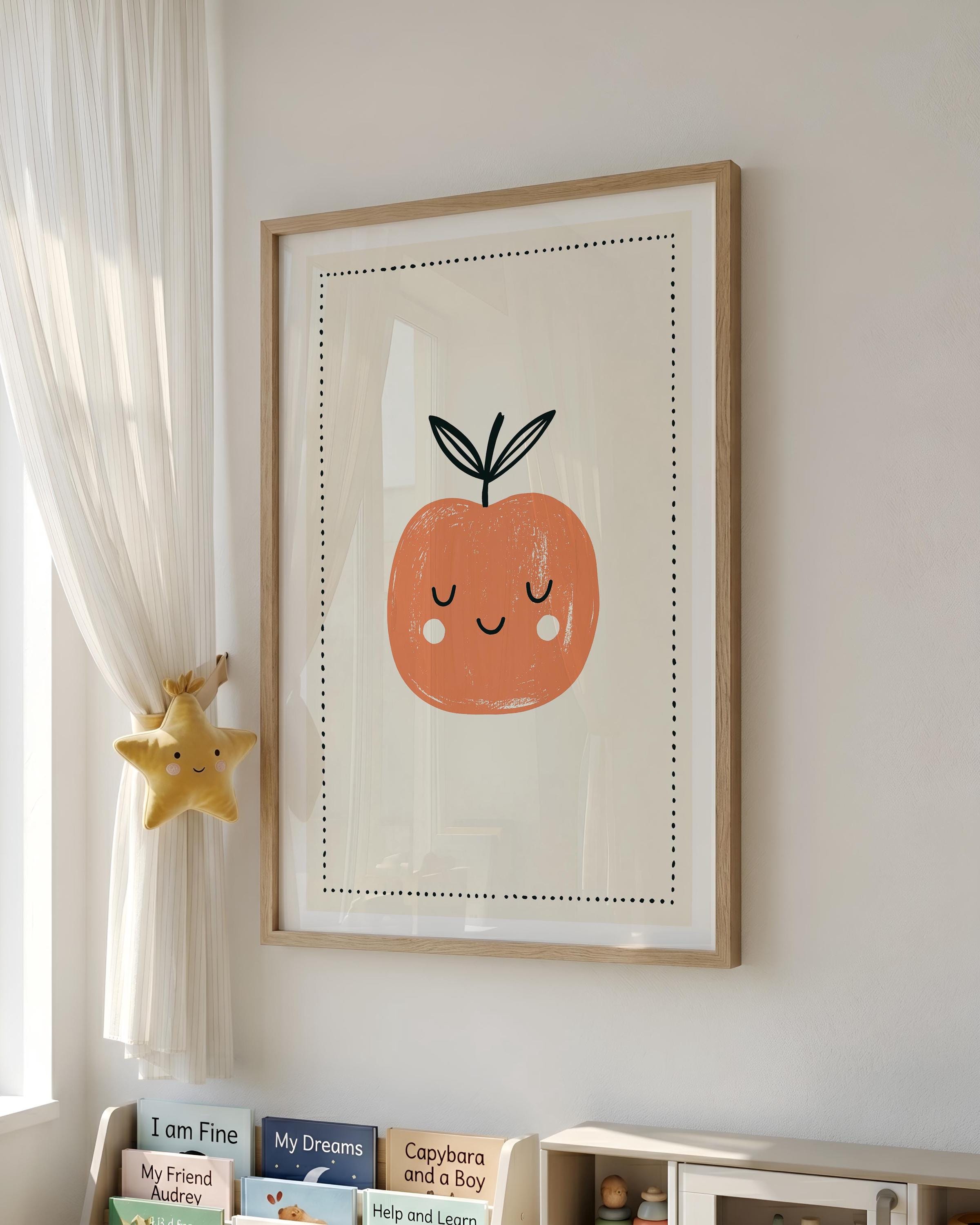 Pink apple nursery print