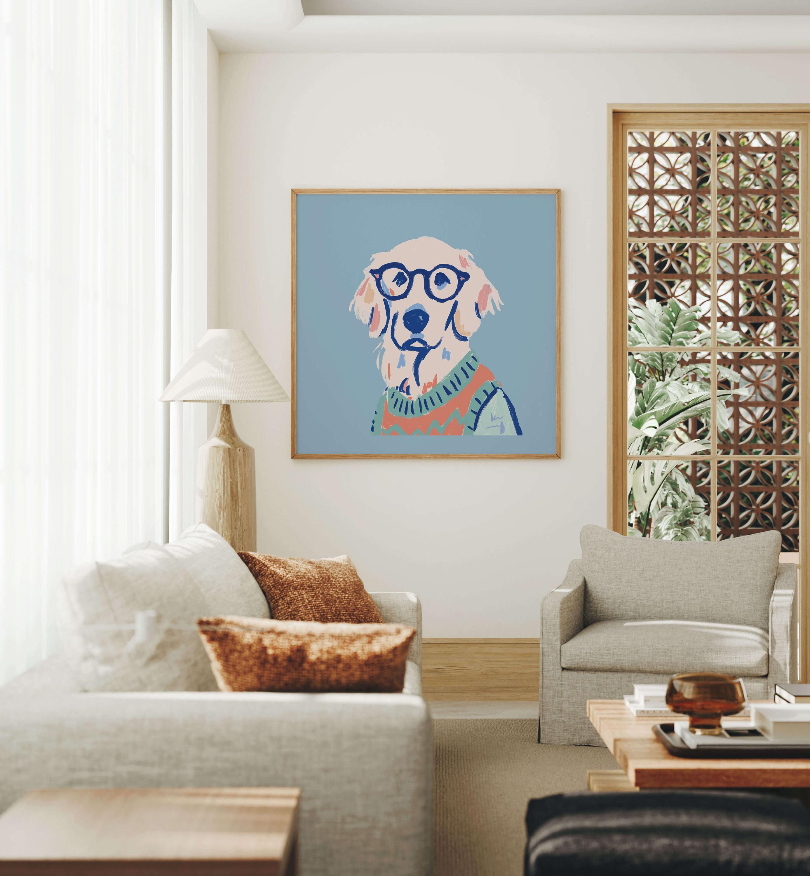 Golden Retriever sweater art print