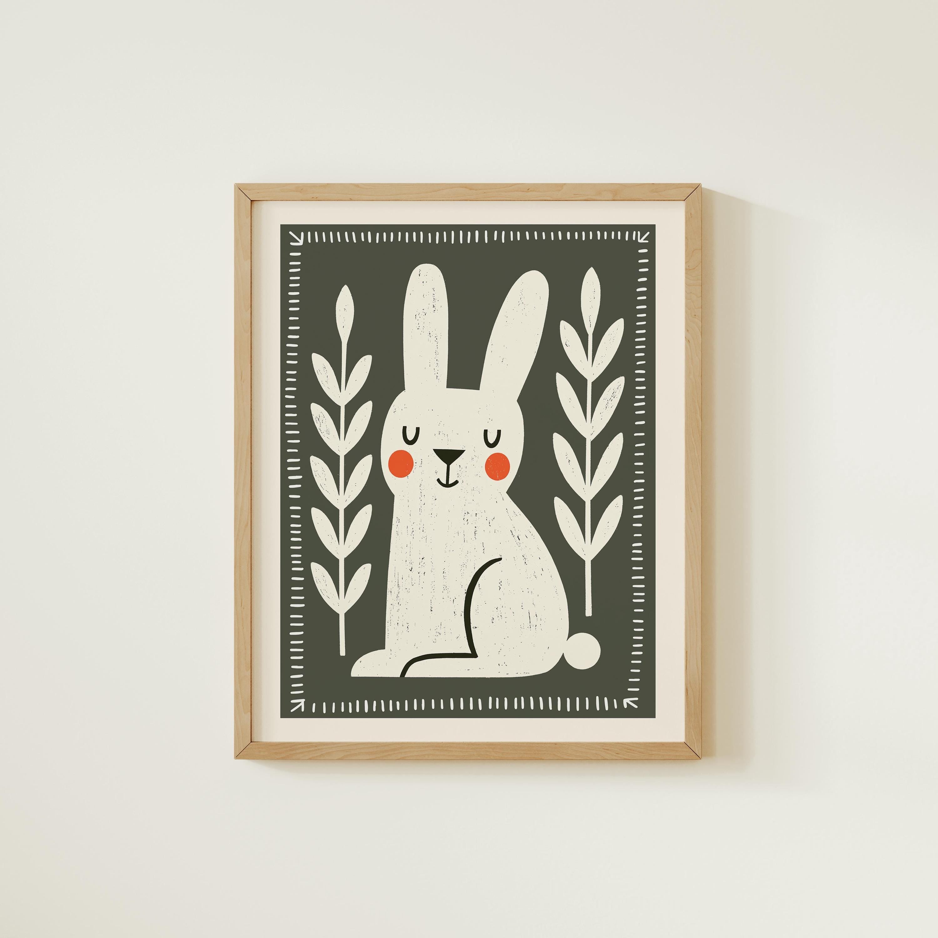 White Bunny Nursery Print