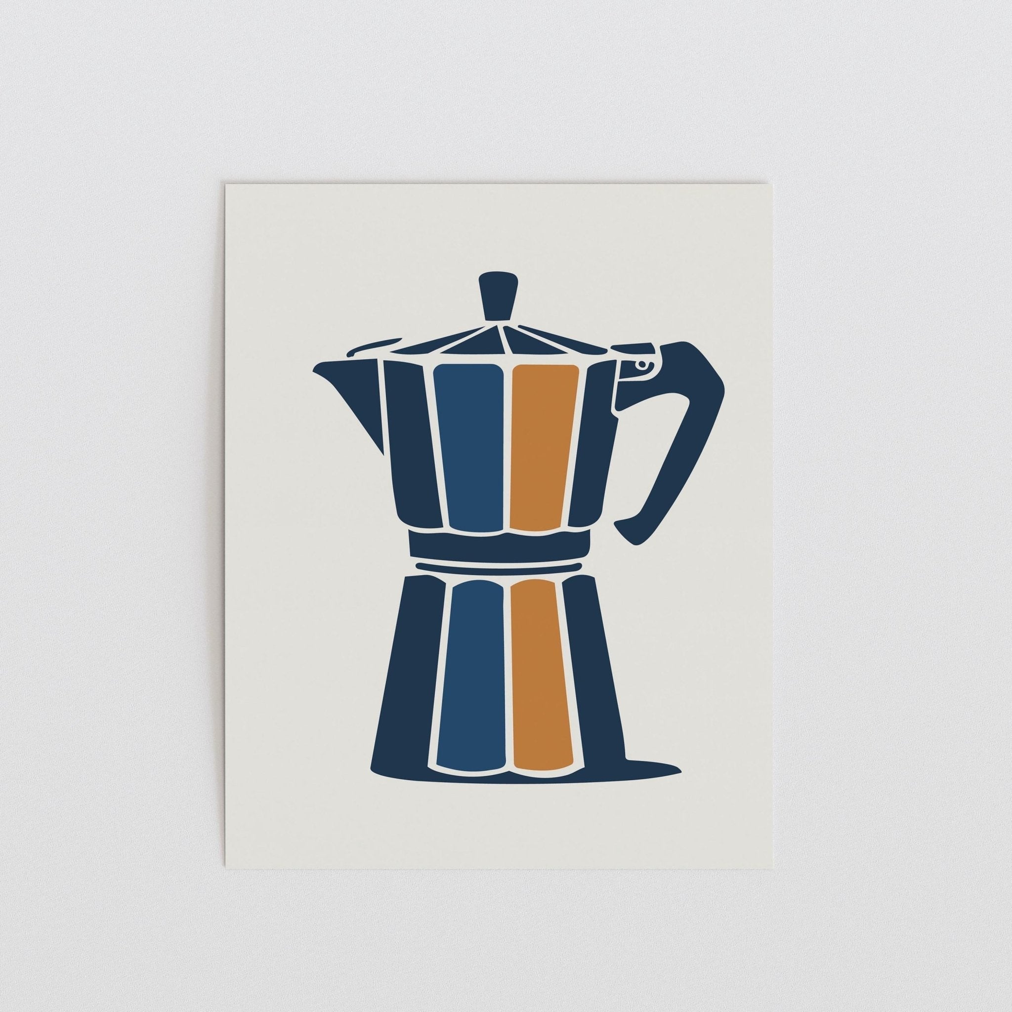 Color block moka pot coffee art print