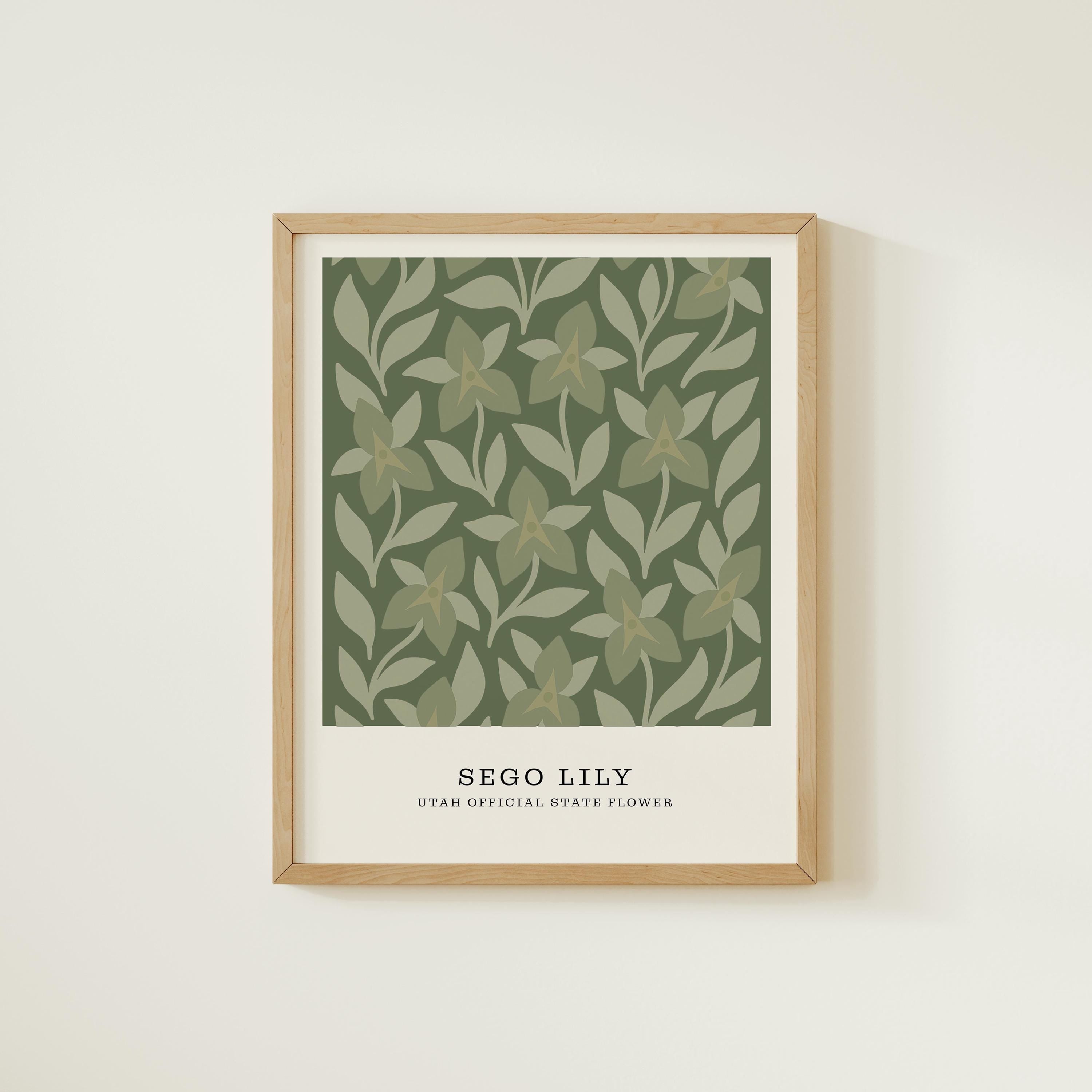 Utah state flower art print, sego lily