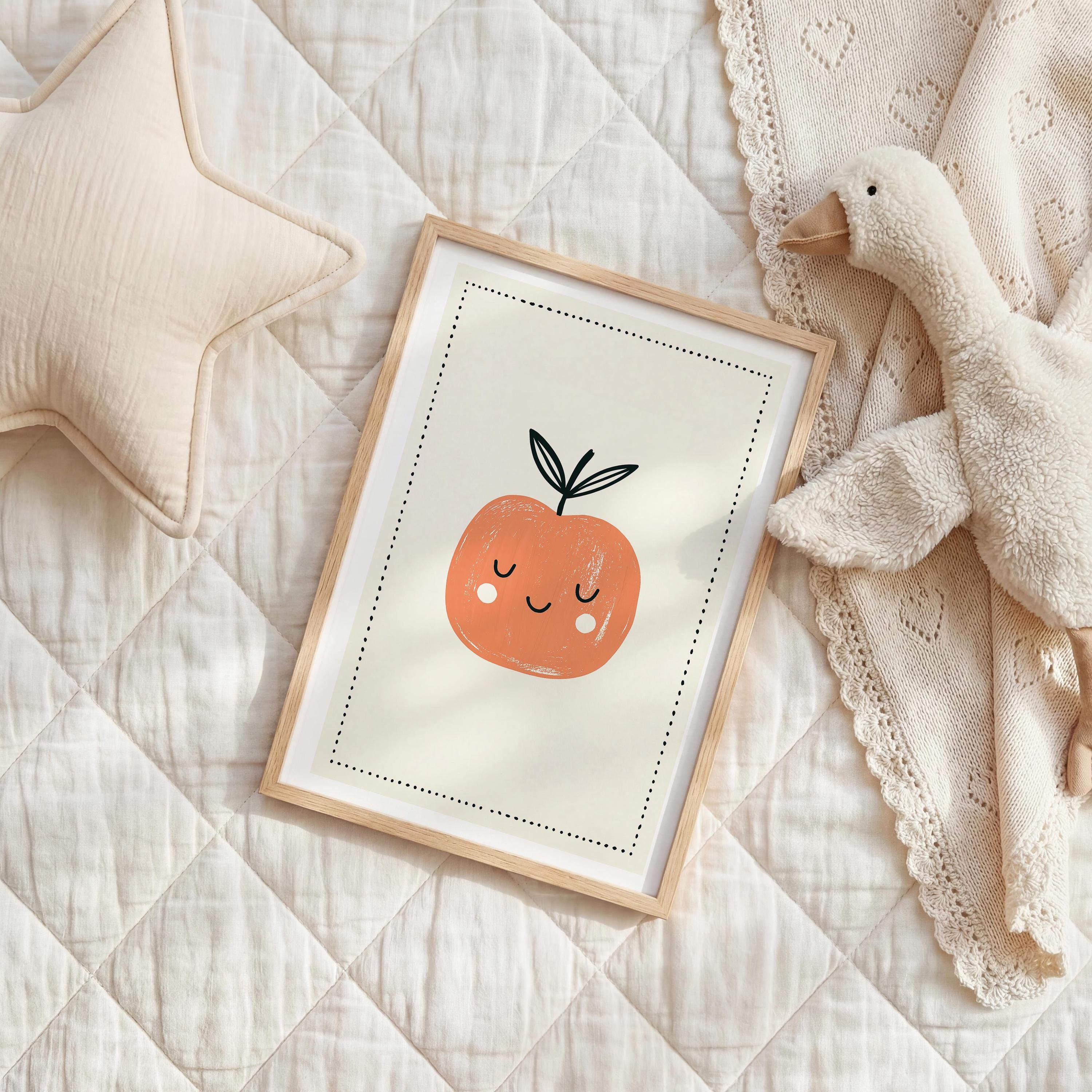 Pink apple nursery print