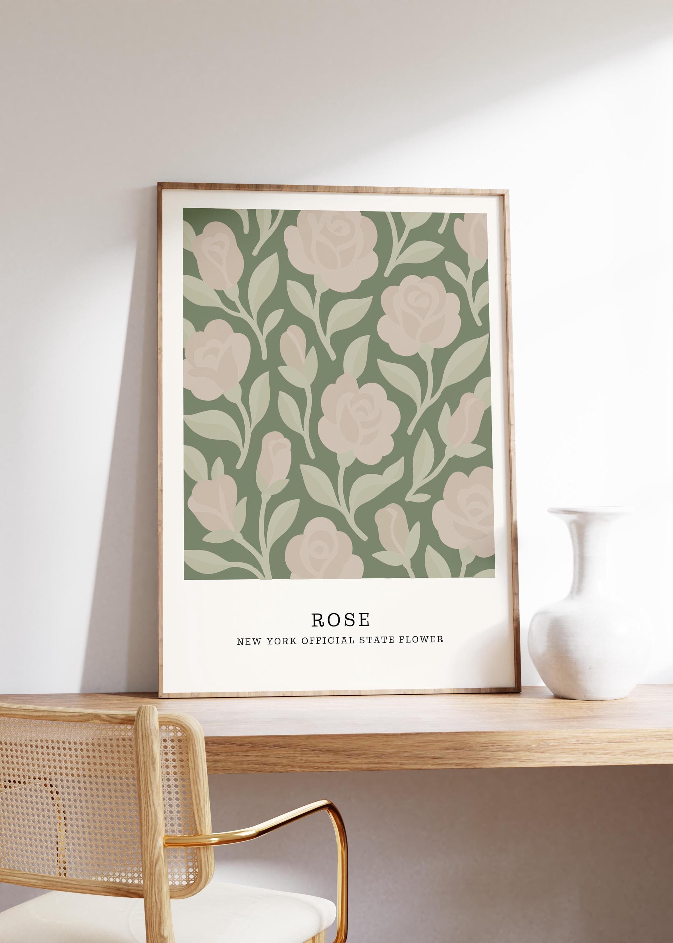 New York state flower art print, rose