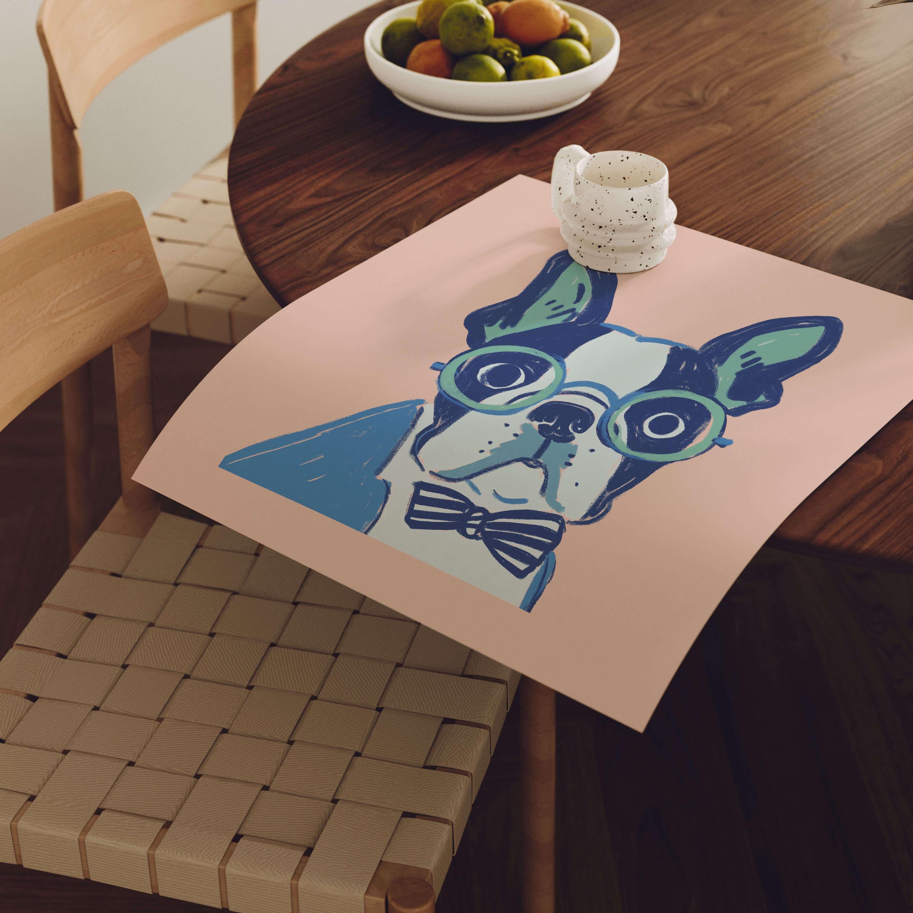 Boston Terrier bow tie art print
