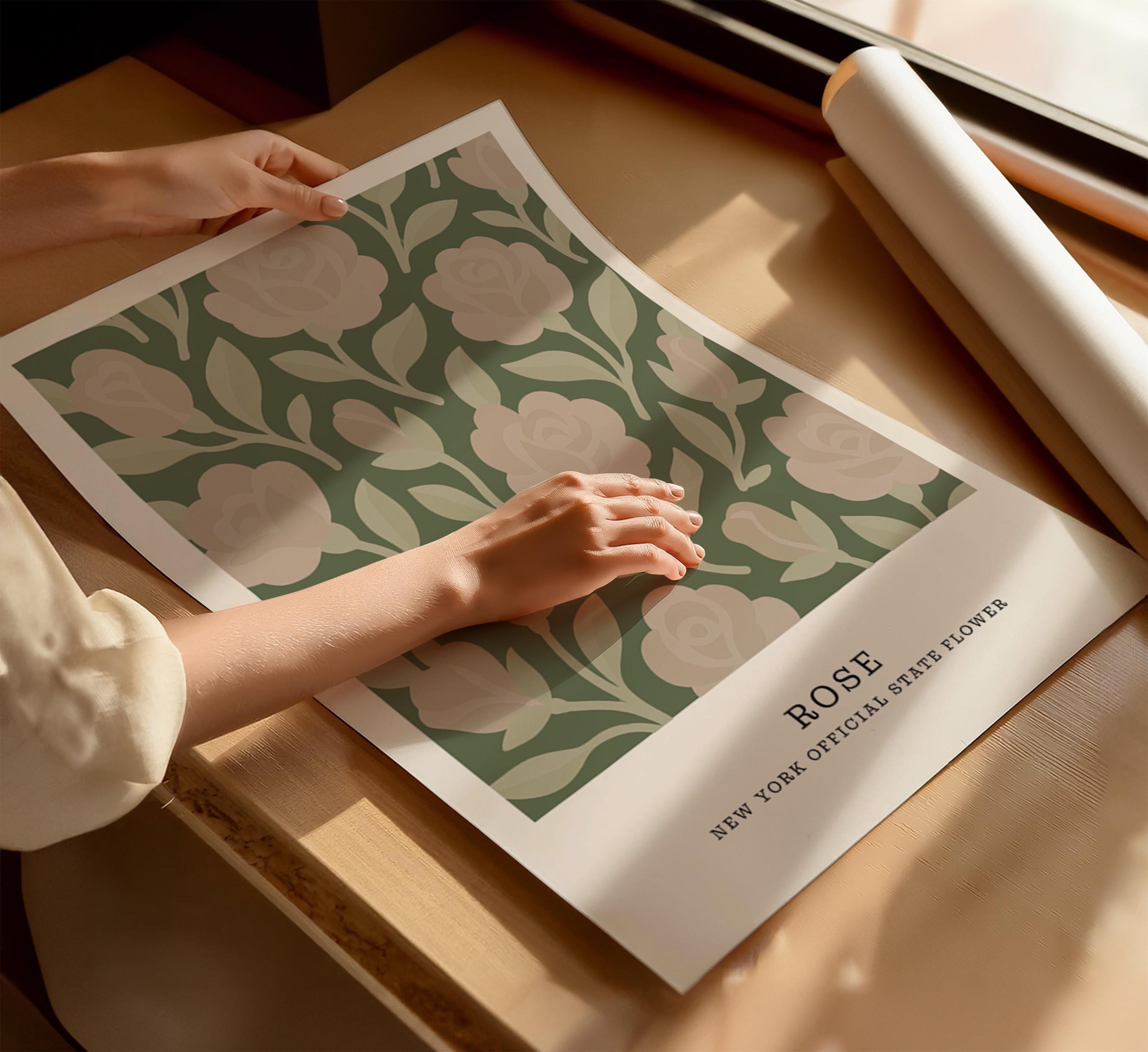 New York state flower art print, rose