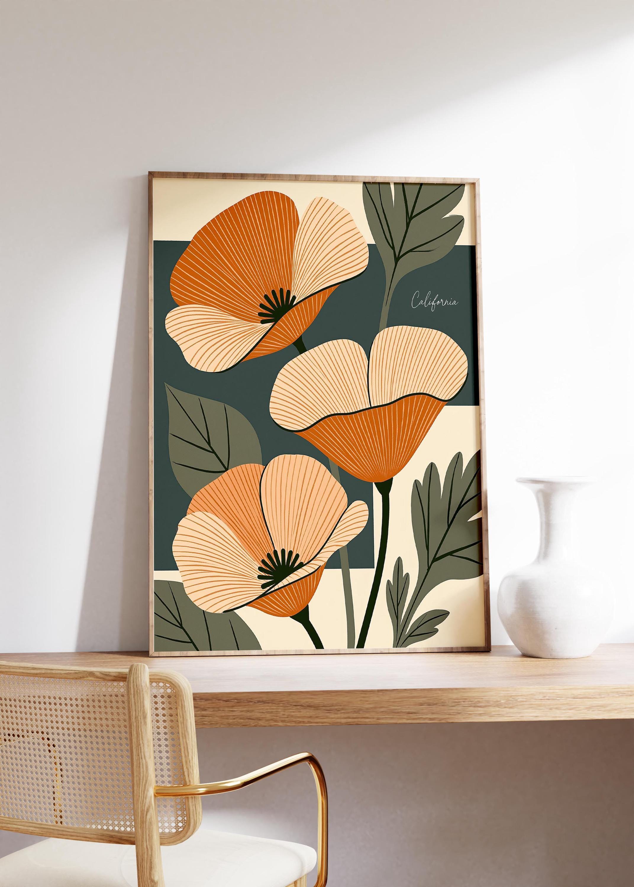 California state flower art print, California poppy