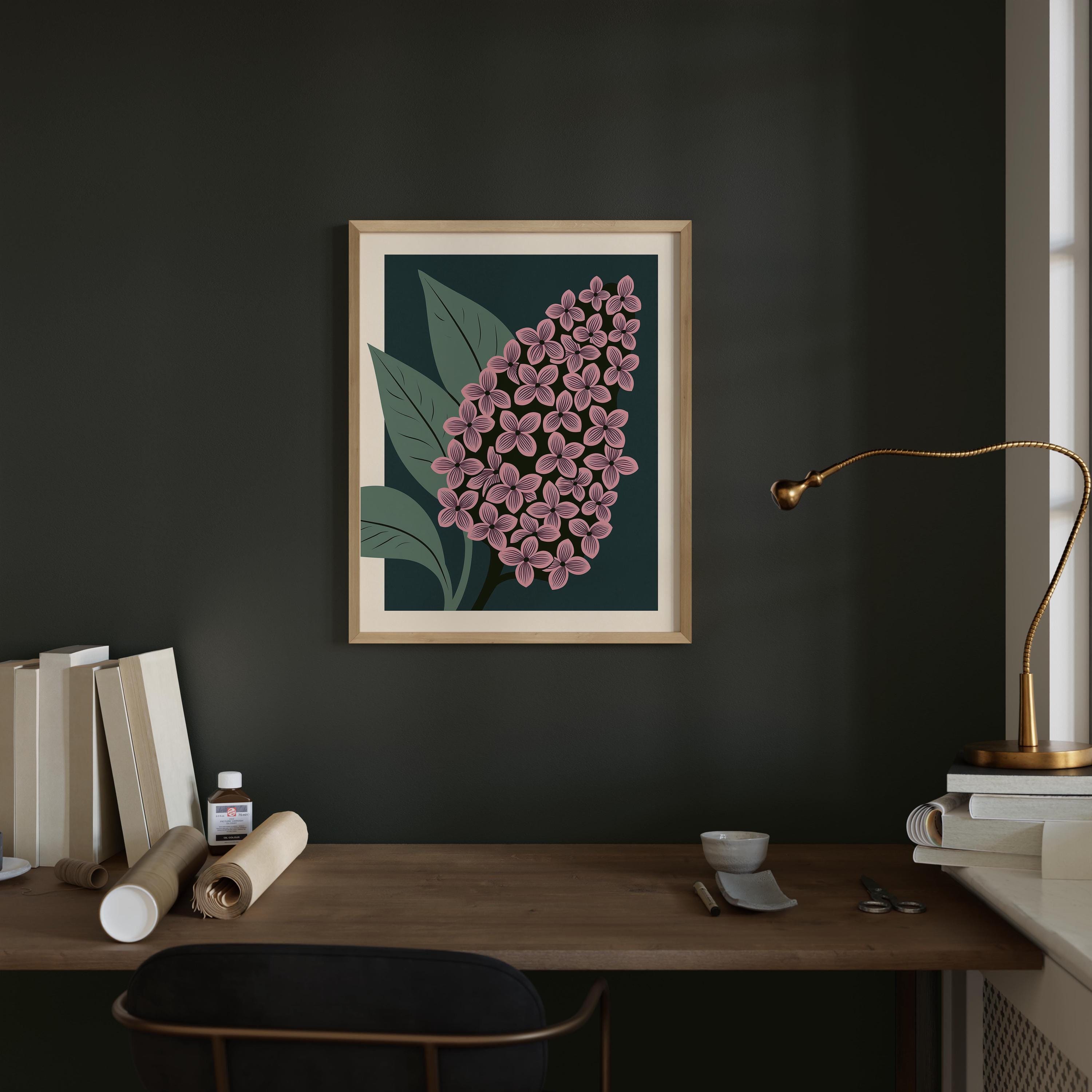 New Hampshire state flower art print, purple lilac