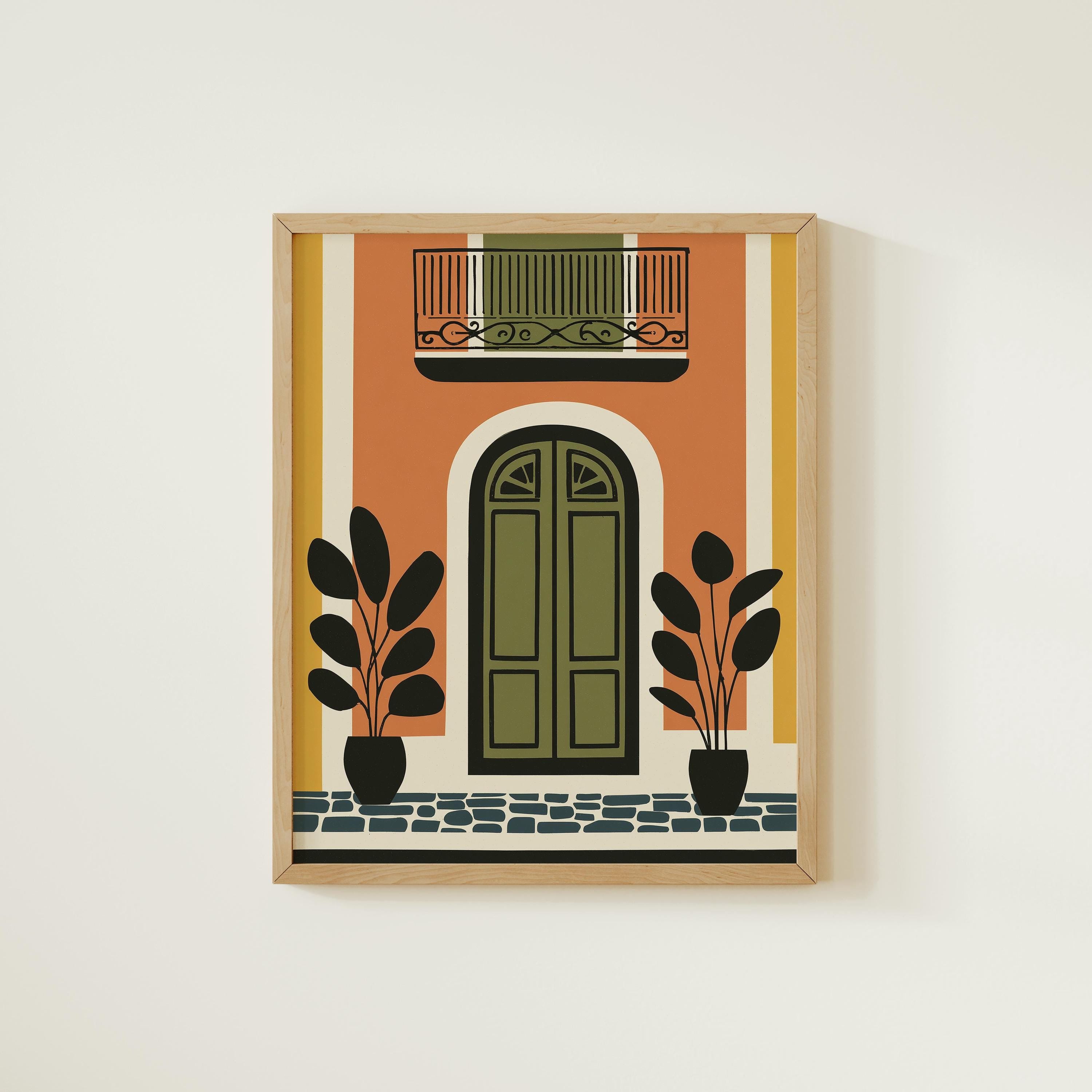 Old San Juan balcony door art print, Puerto Rico