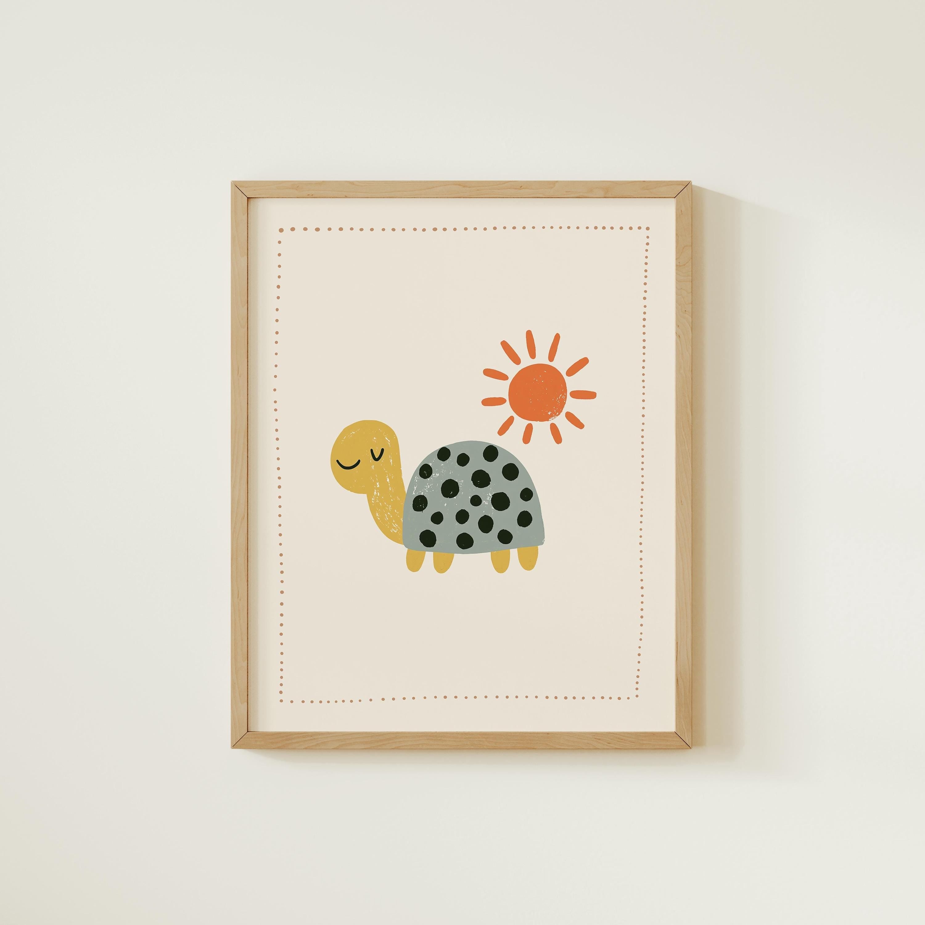 Blue turtle with sun nursery print
