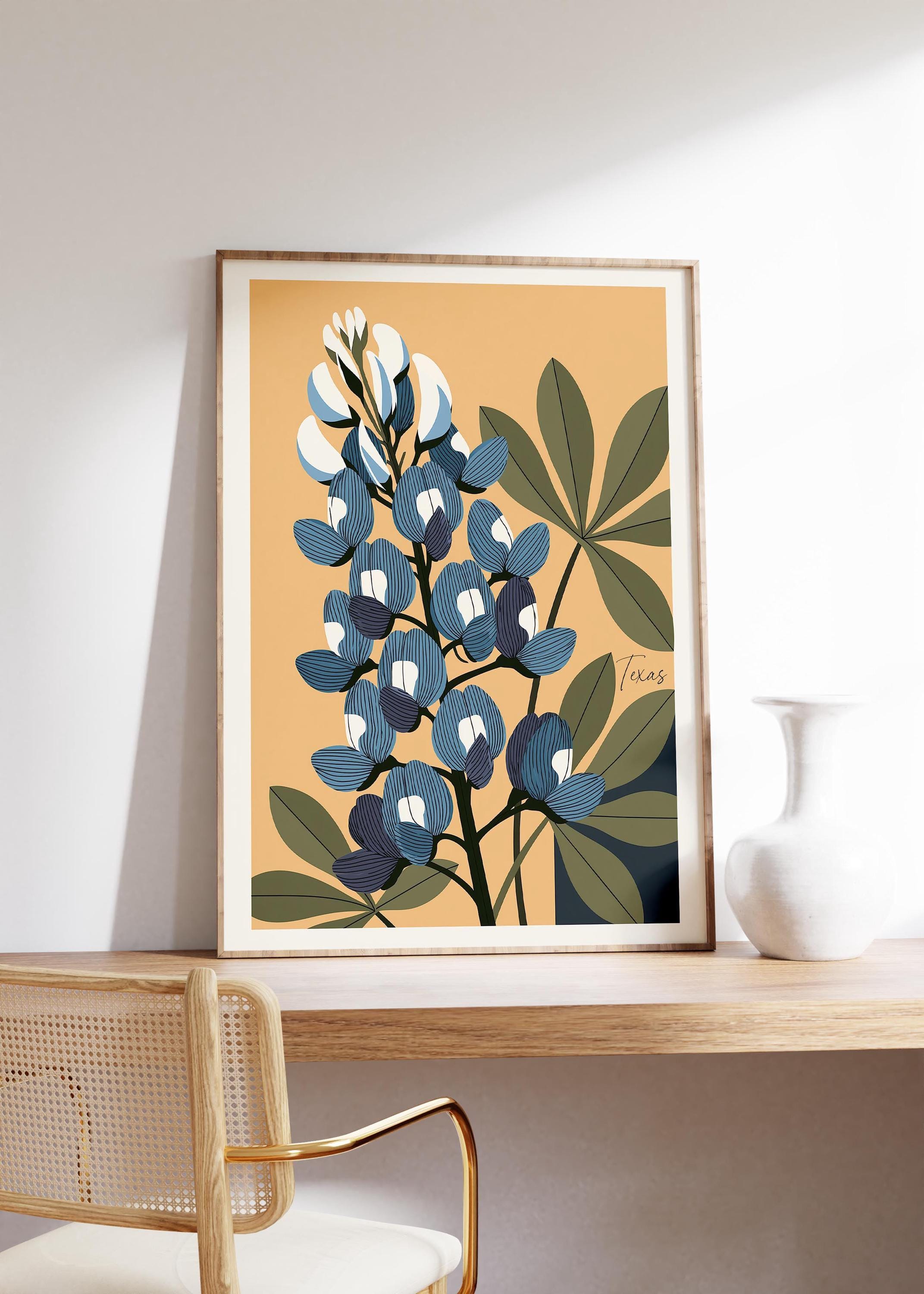 Texas state flower art print, bluebonnet