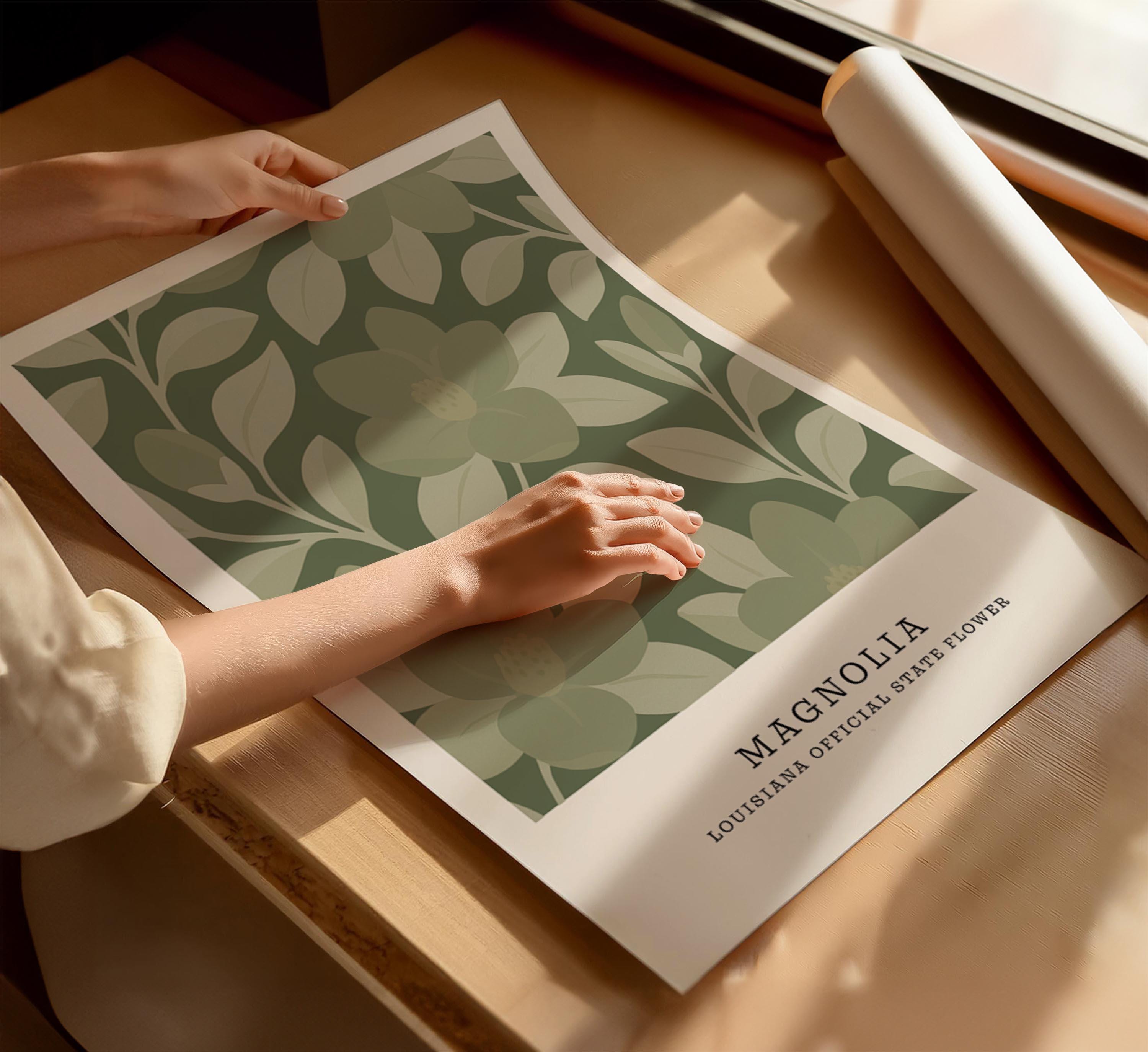 Louisiana state flower art print, magnolia