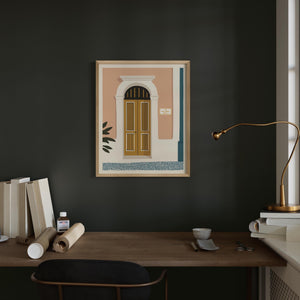 Personalized Old San Juan gold arched door art print, Puerto Rico