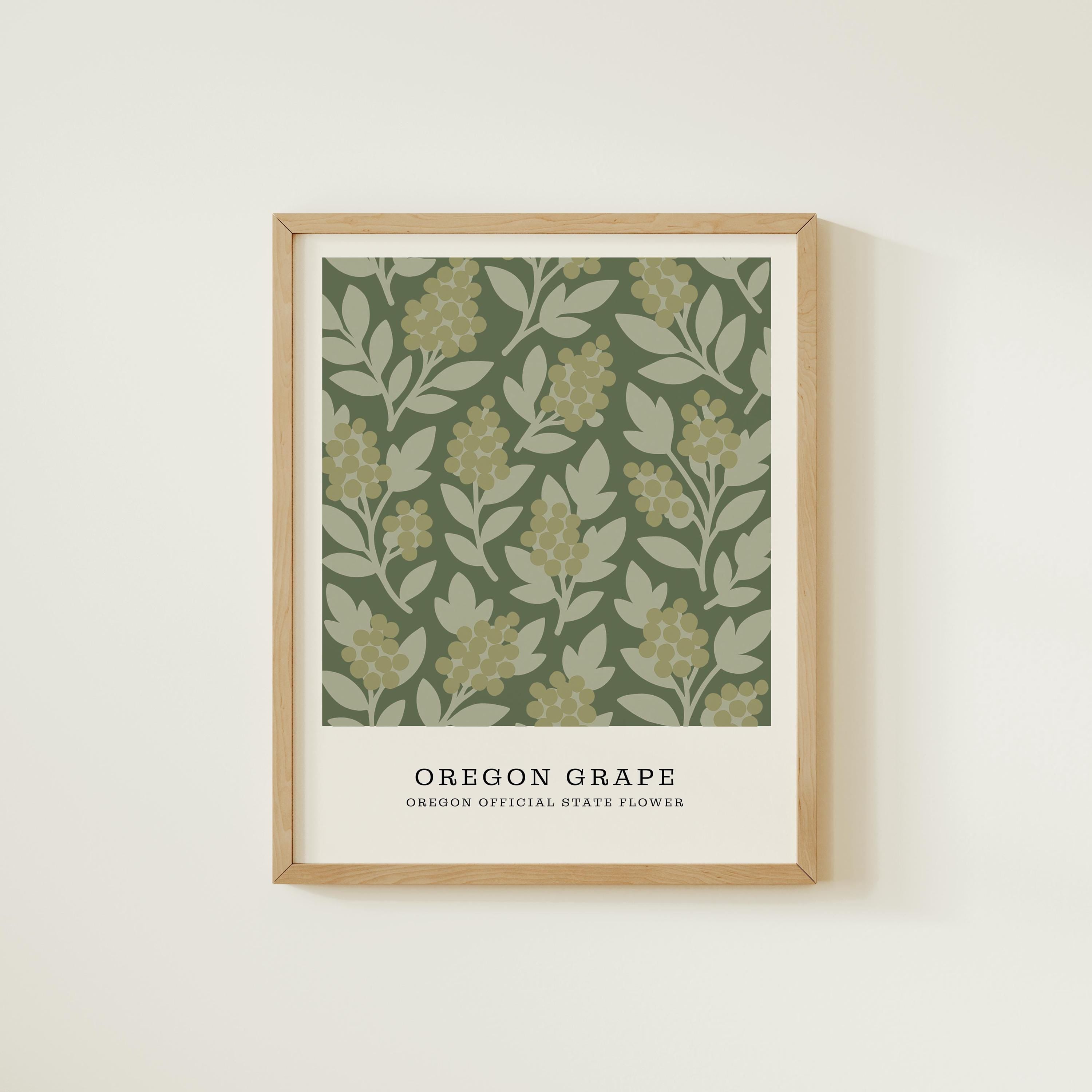 Oregon state flower art print, Oregon grape