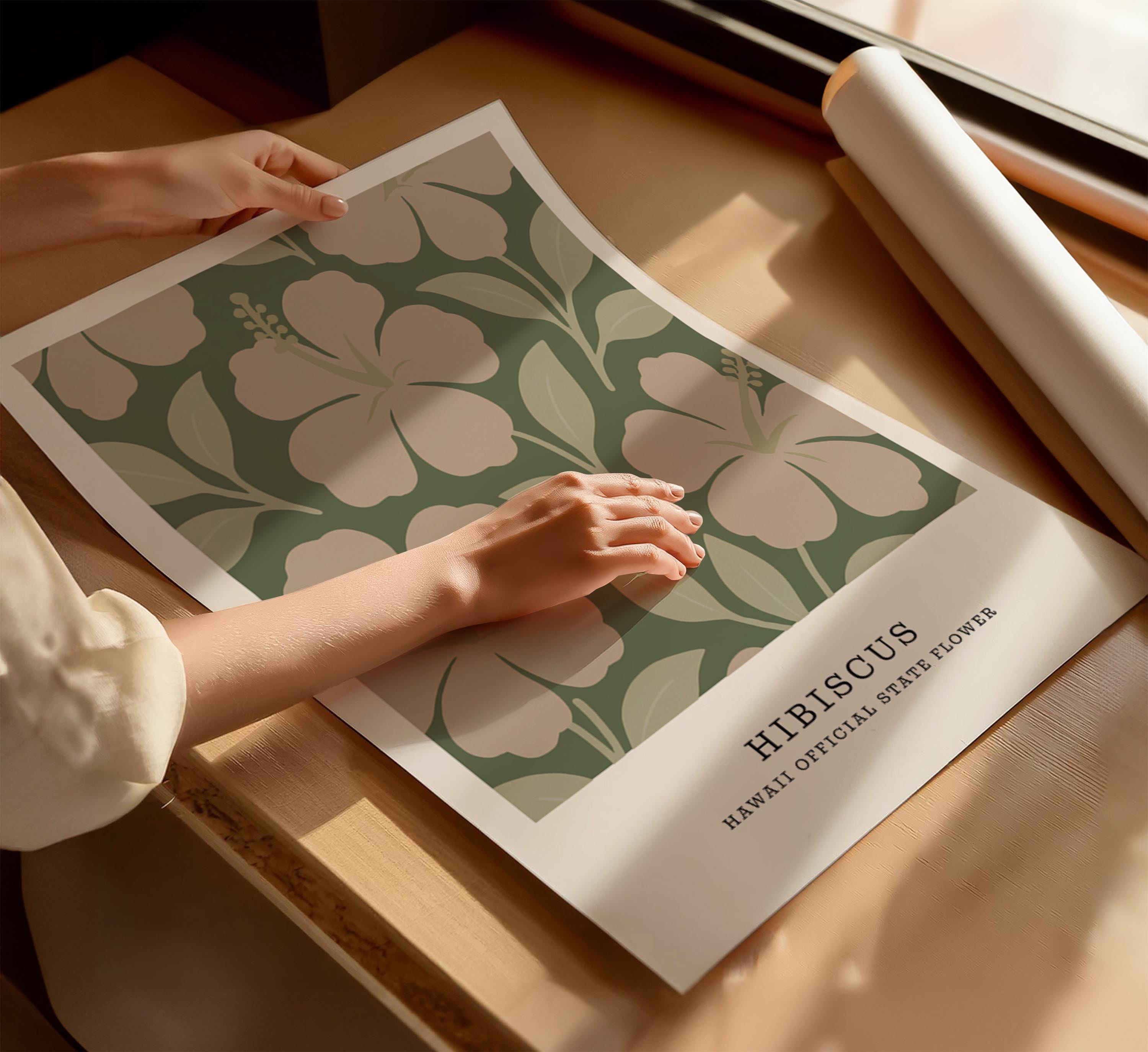Hawaii state flower art print, yellow hibiscus