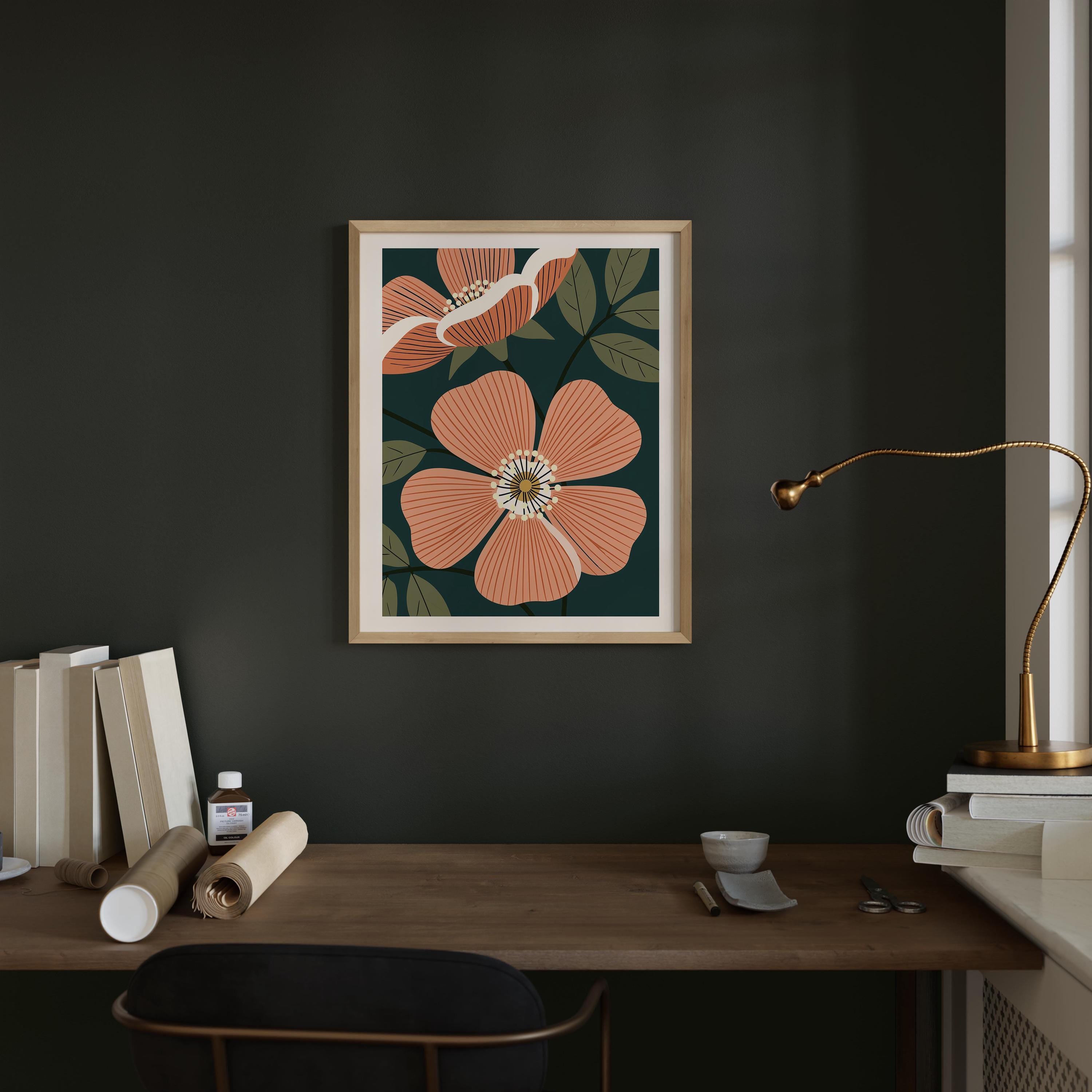 Iowa state flower art print, wild prairie rose