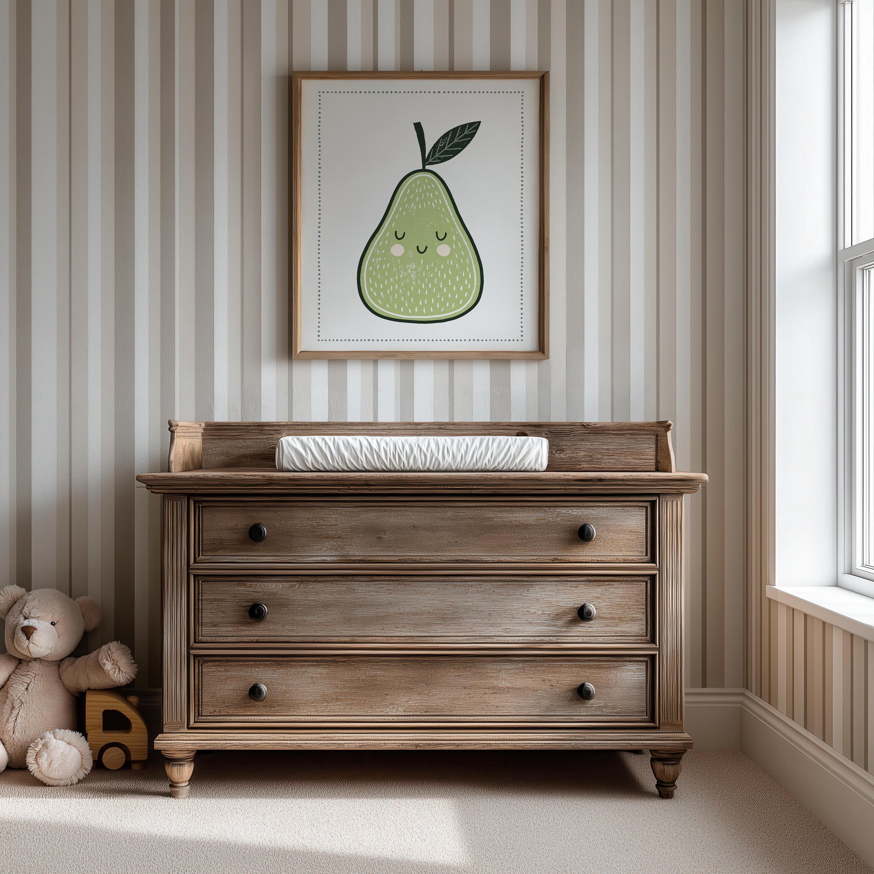 Green pear nursery print