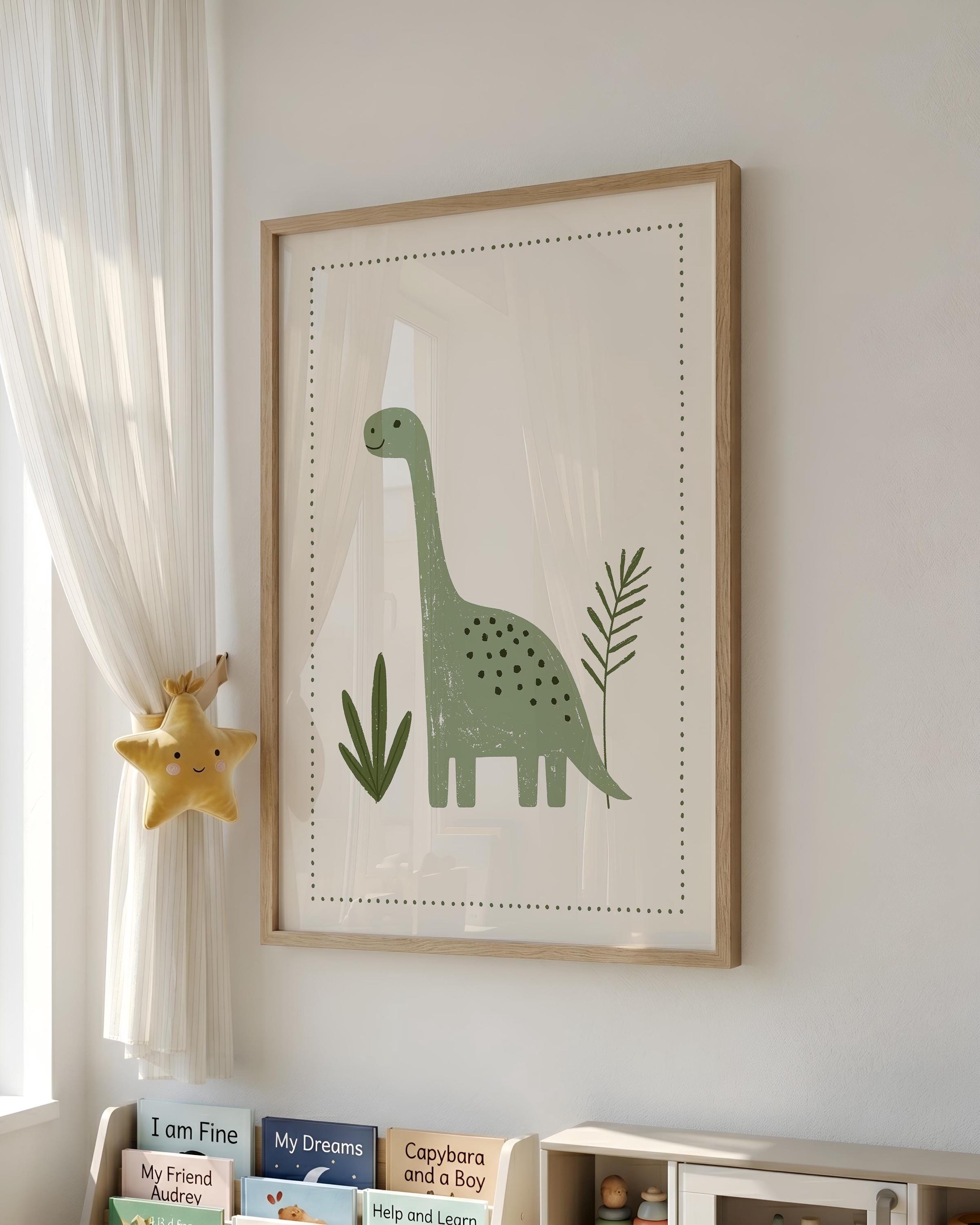 Sage brontosaurus nursery print