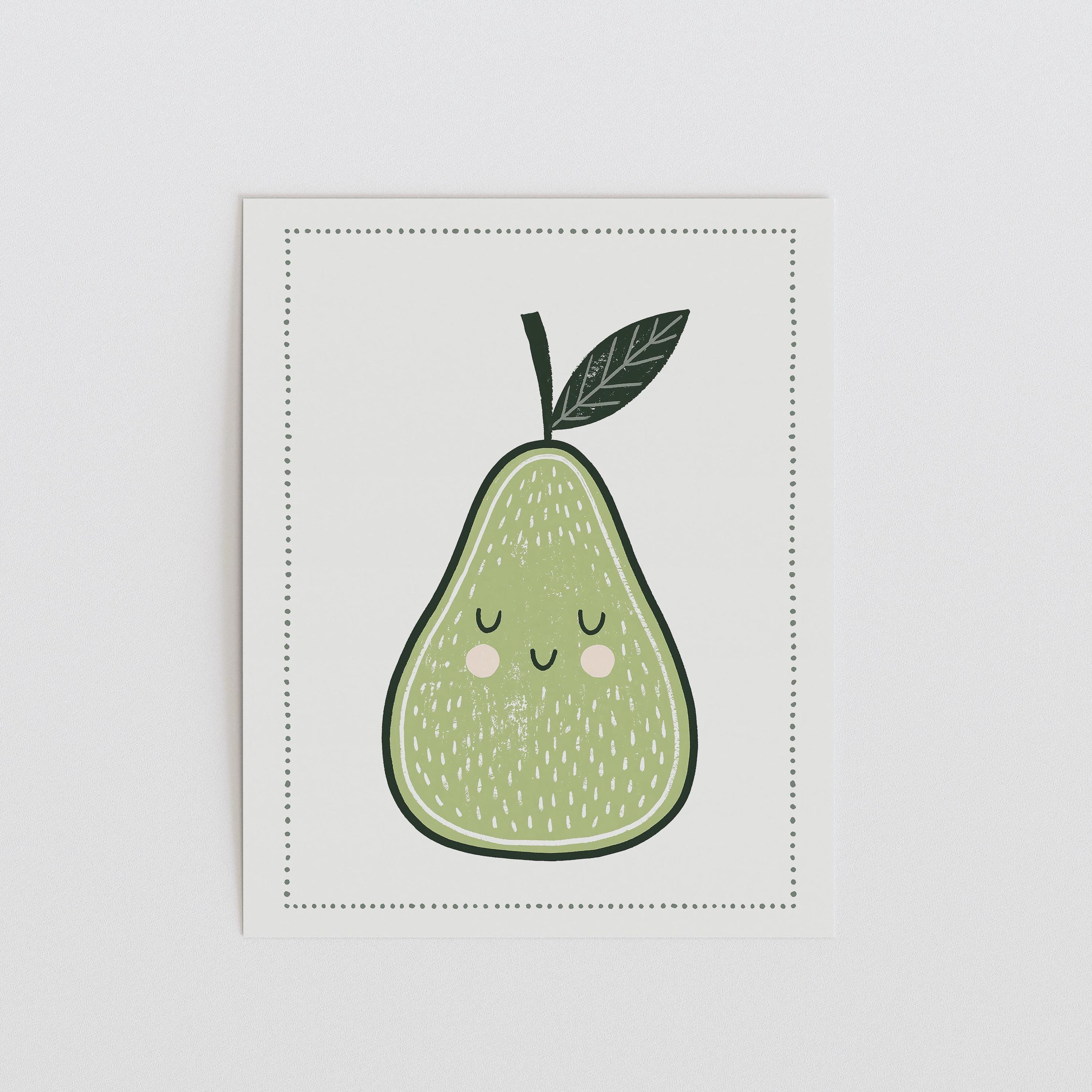 Green pear nursery print
