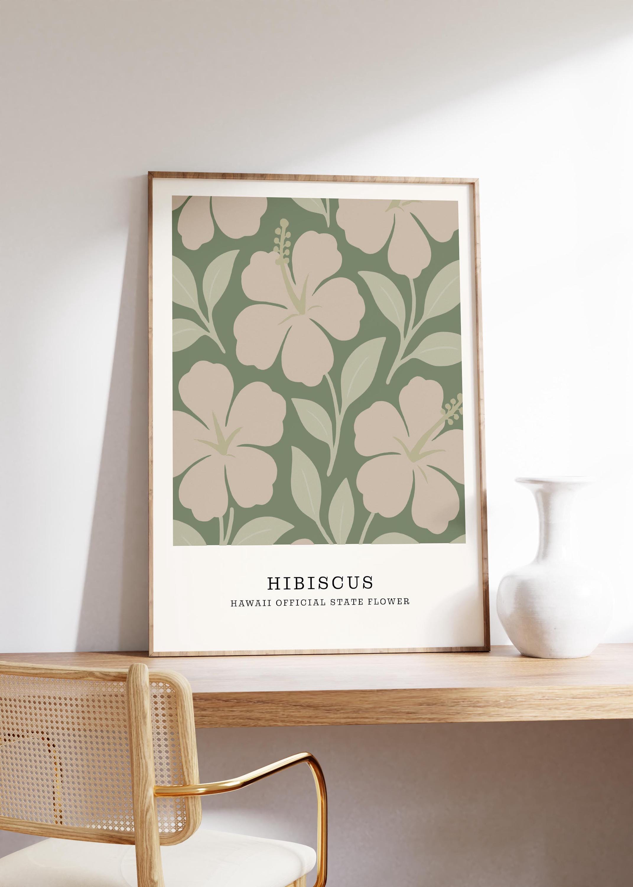 Hawaii state flower art print, yellow hibiscus