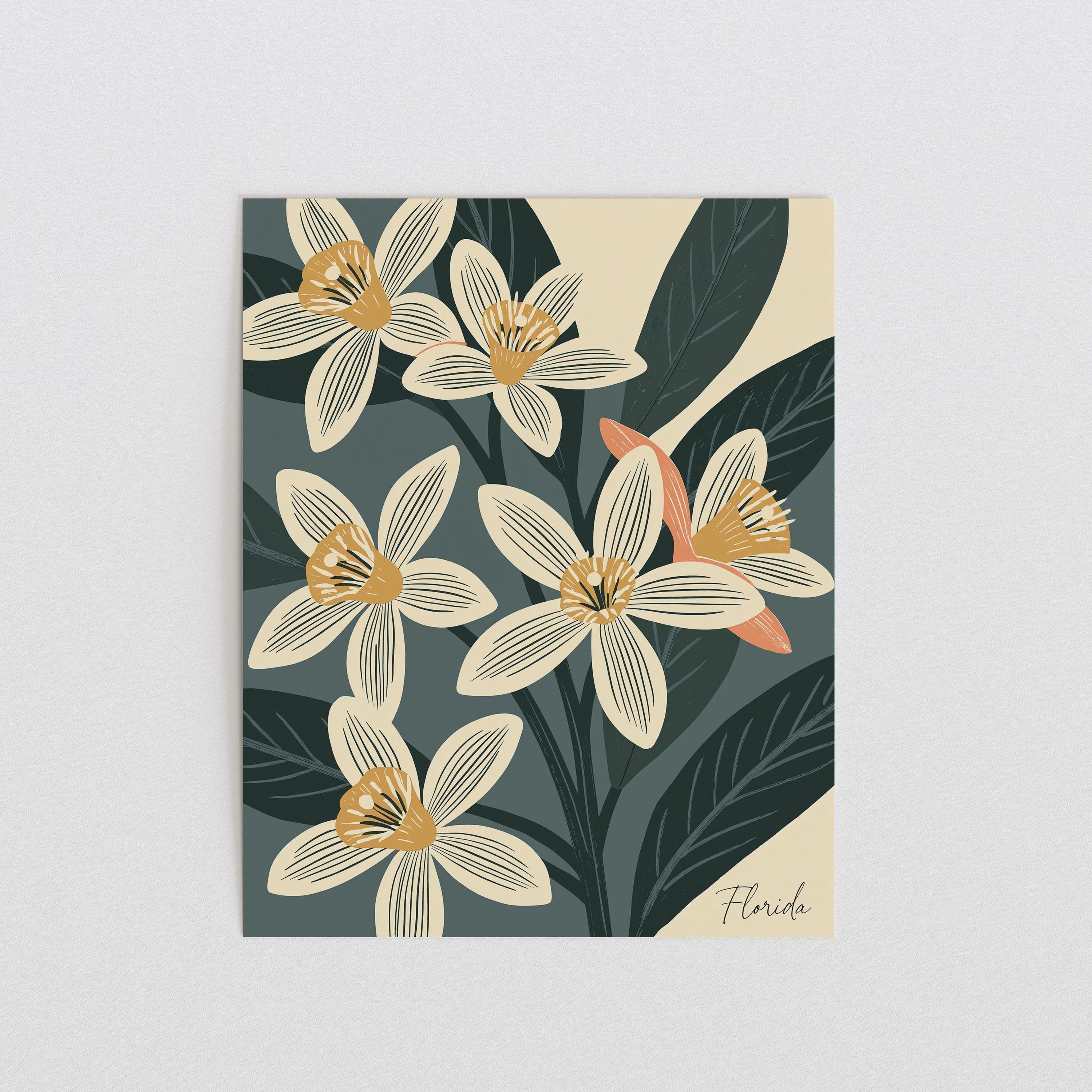 Florida state flower art print, orange blossom