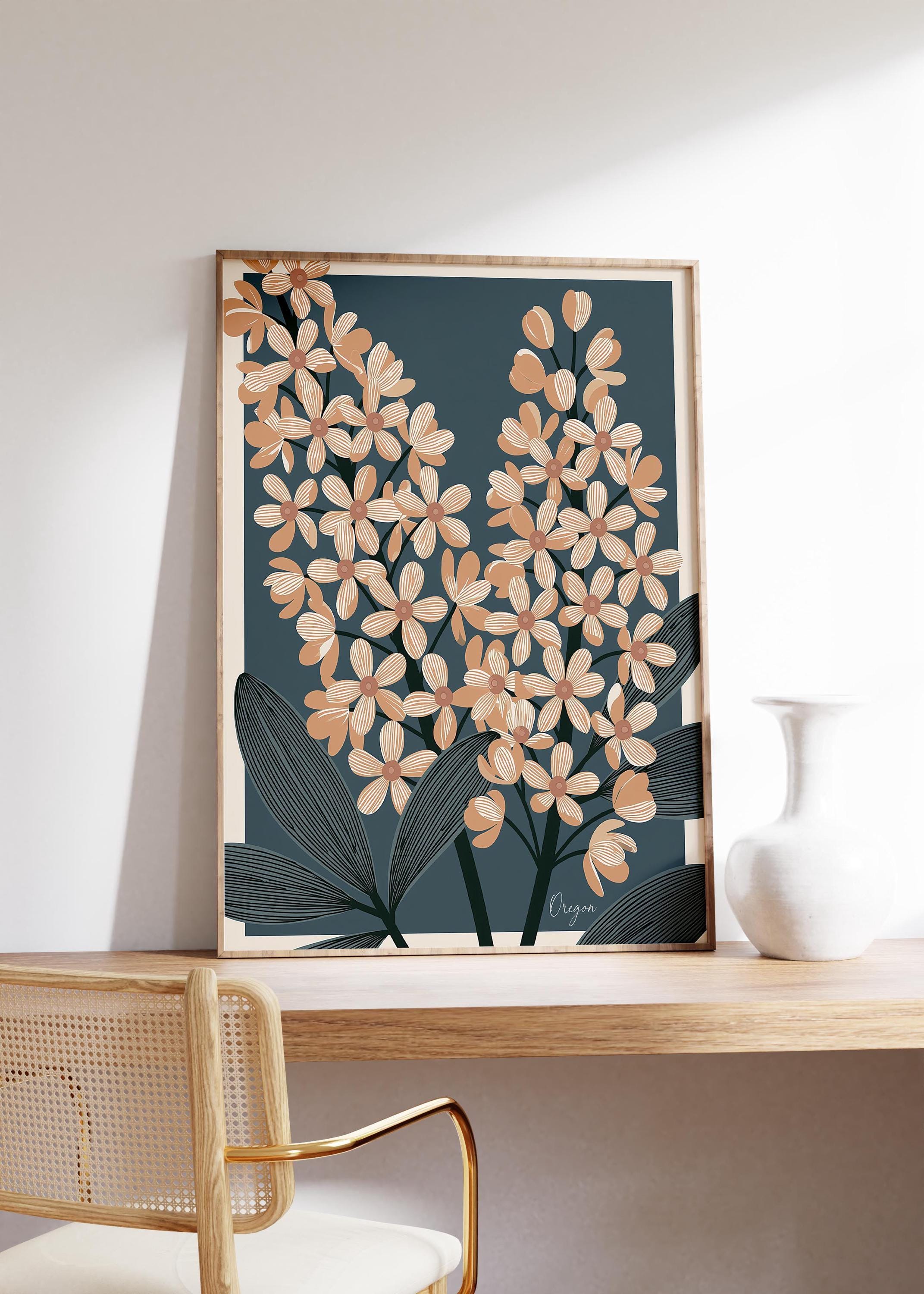 Oregon state flower art print, Oregon grape