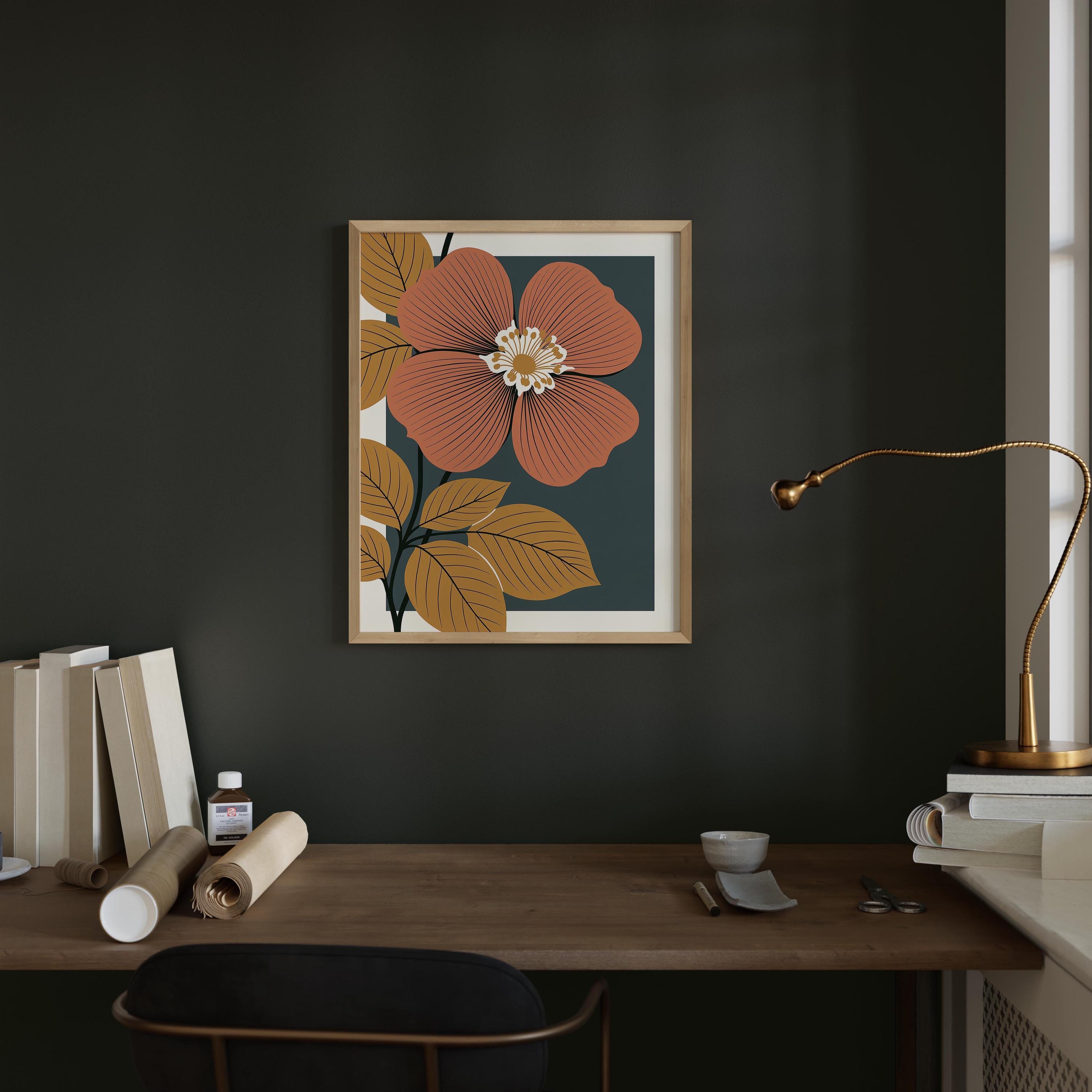 North Dakota state flower art print, wild prairie rose