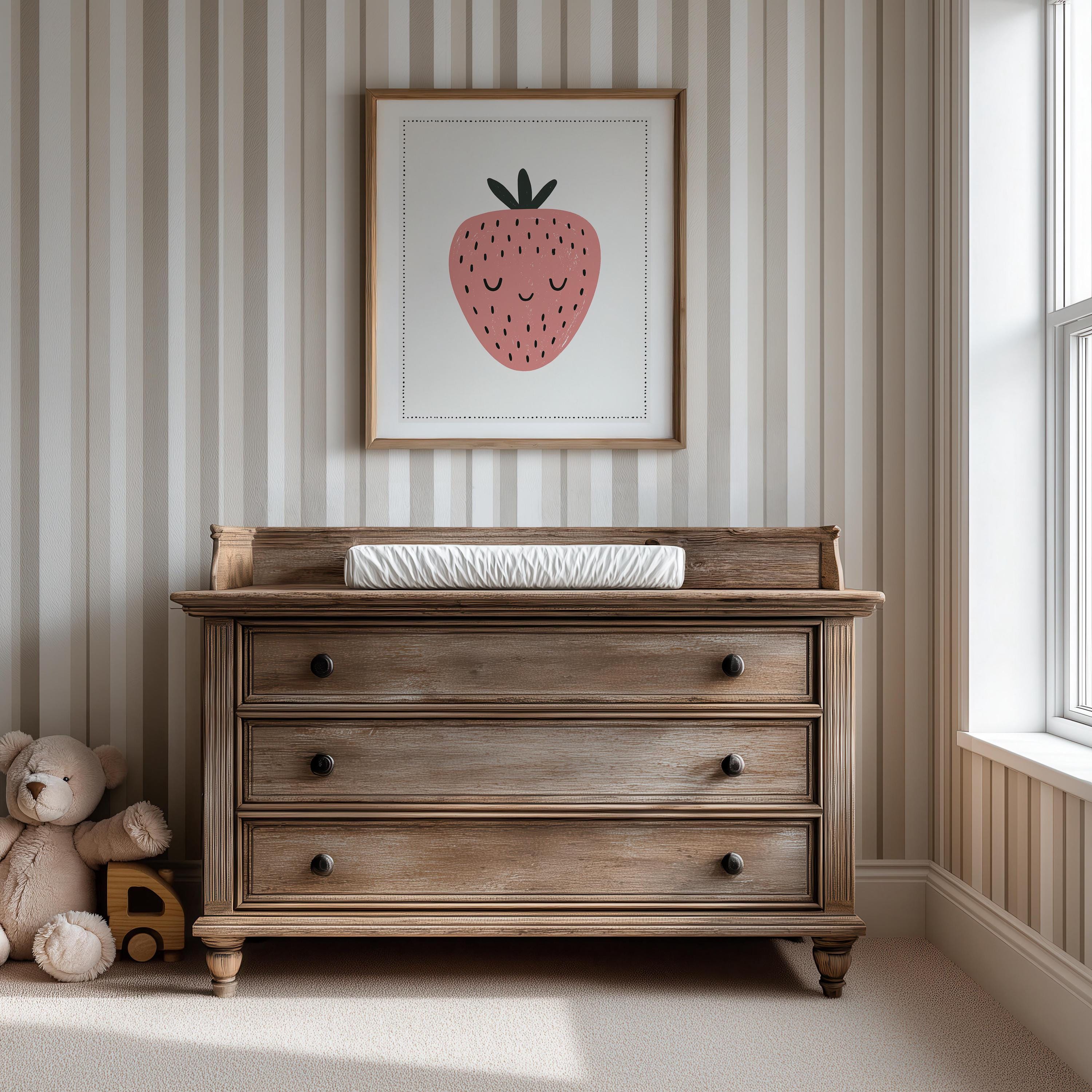 Coral strawberry nursery print