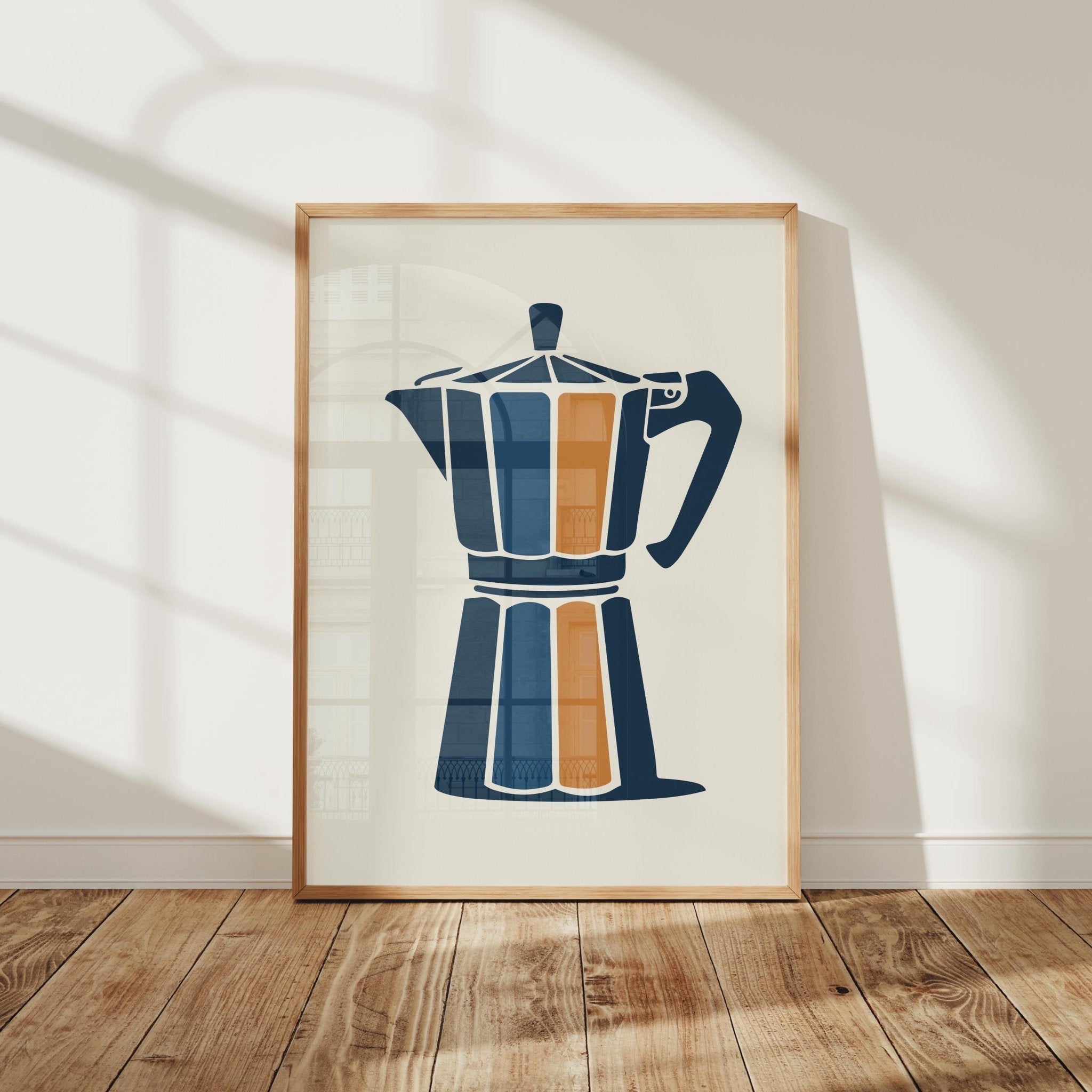 Color block moka pot coffee art print