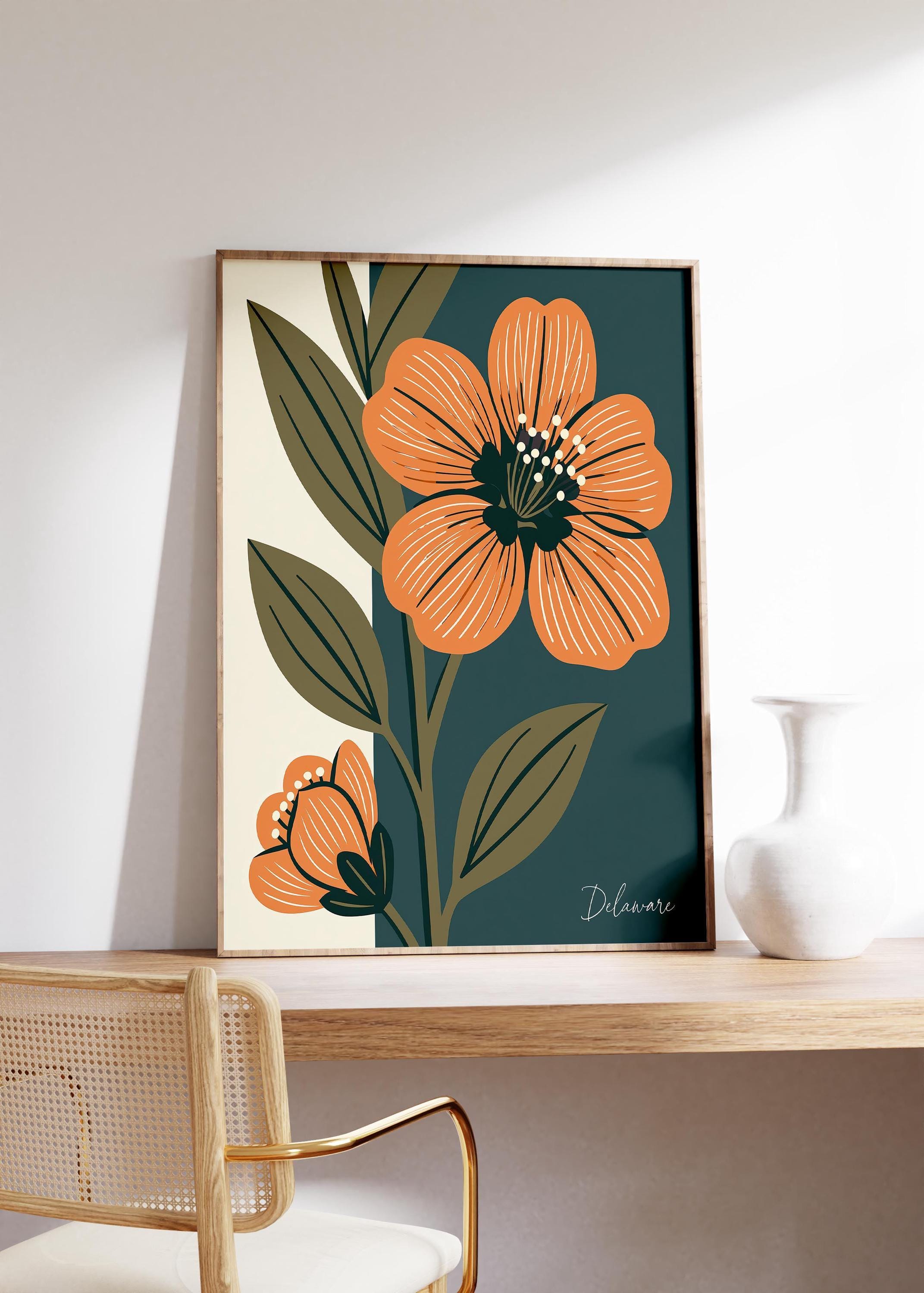 Delaware state flower art print, peach blossom