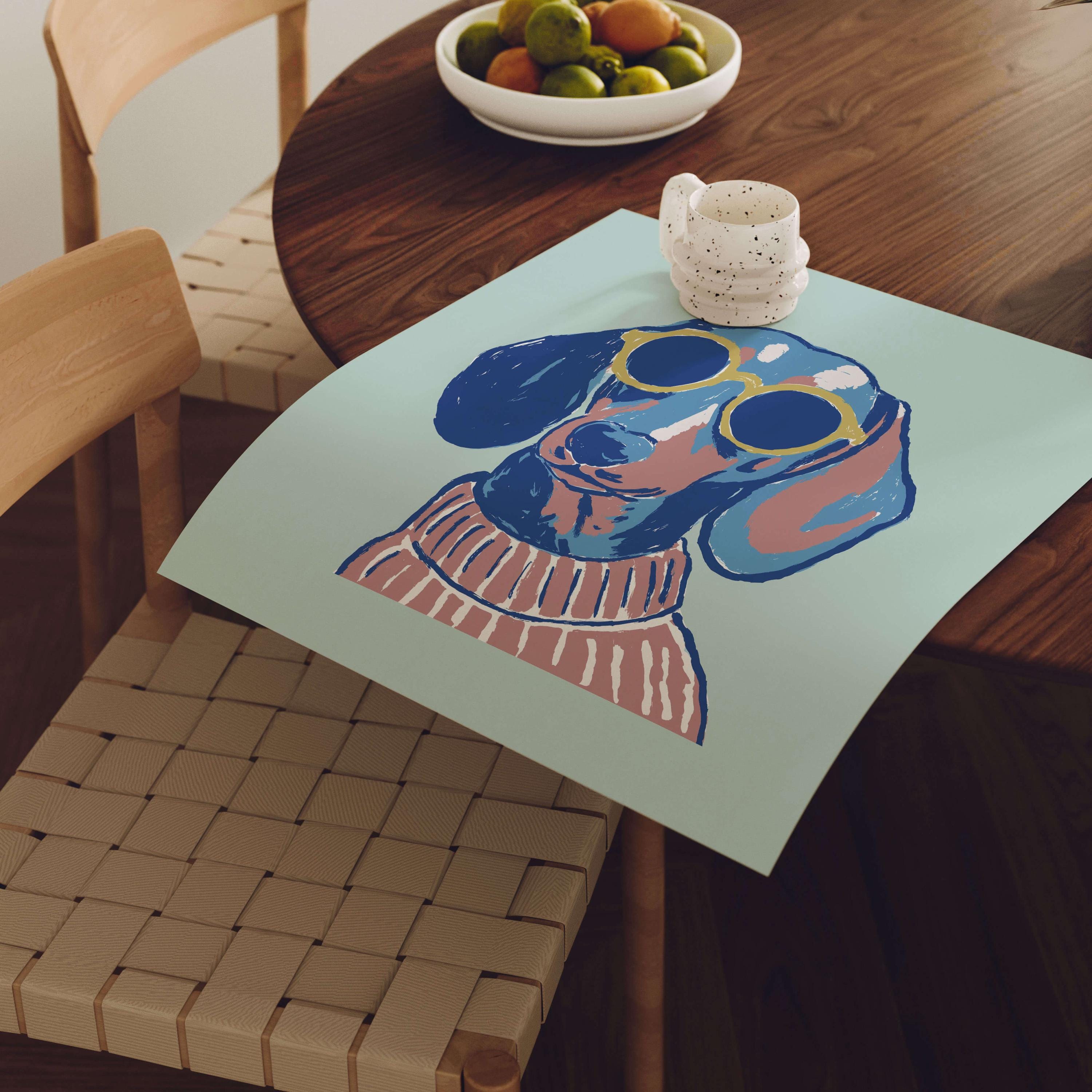 Dachshund glasses art print