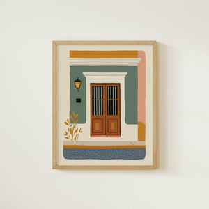 Old San Juan colonial door art print, Puerto Rico