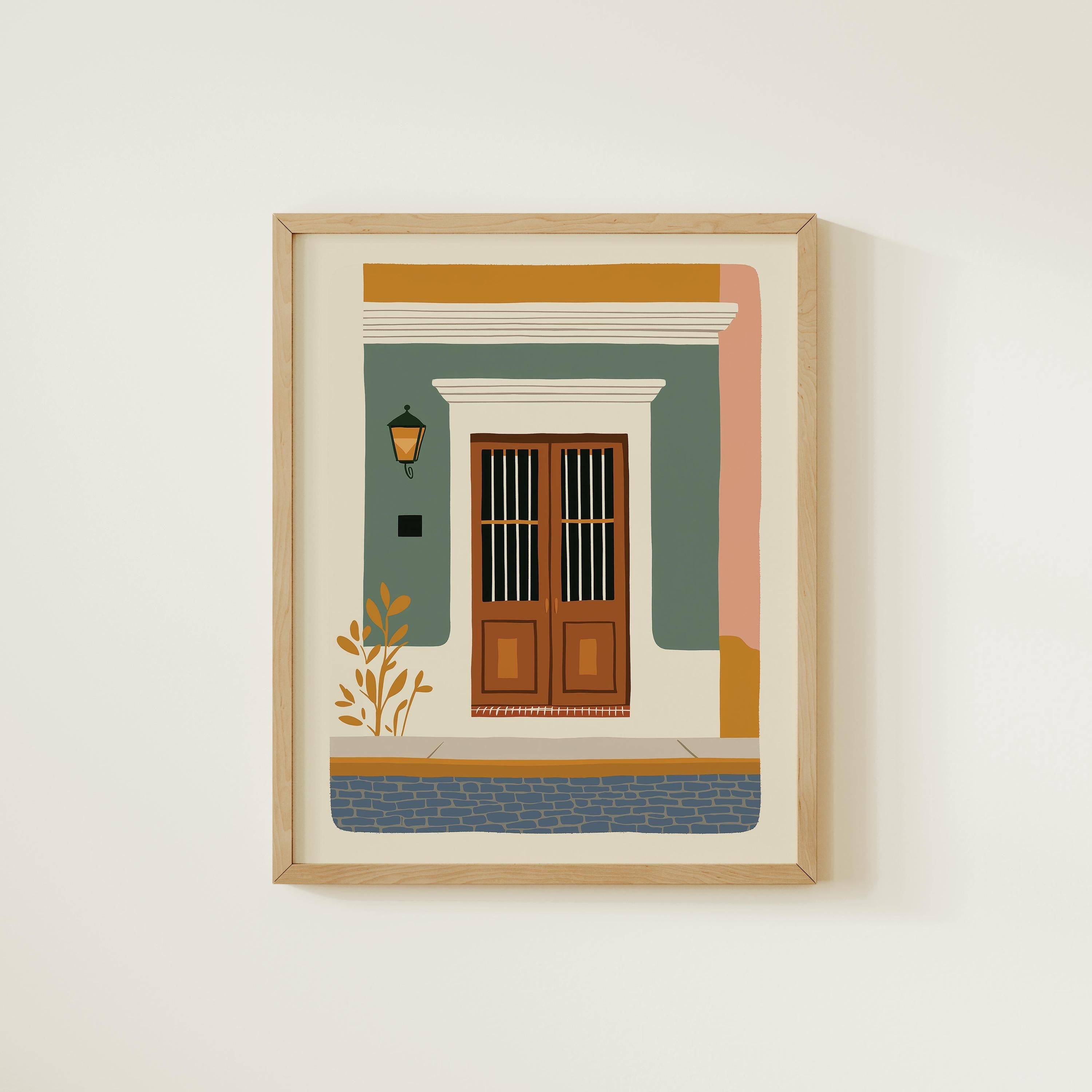 Old San Juan colonial door art print, Puerto Rico