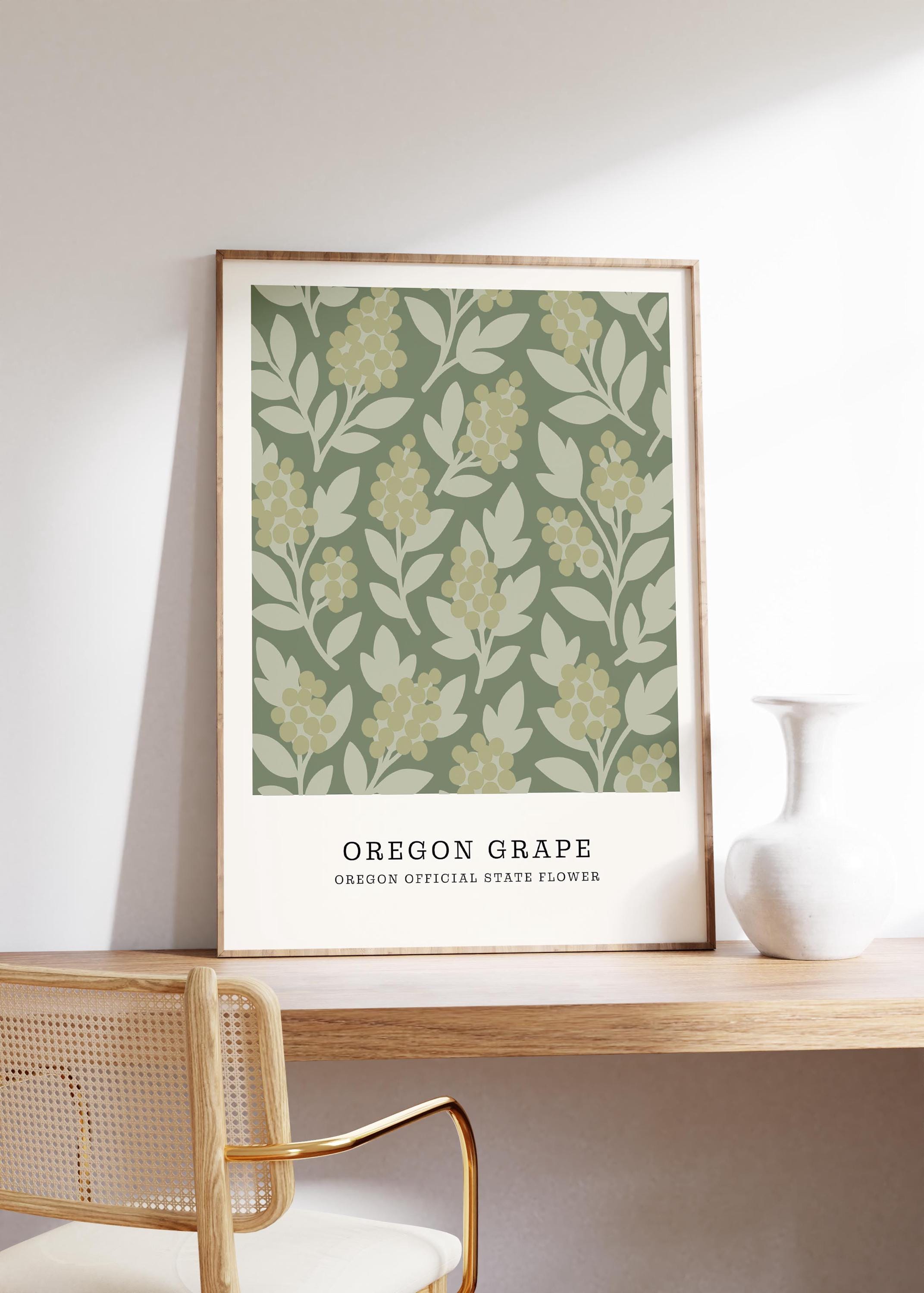Oregon state flower art print, Oregon grape