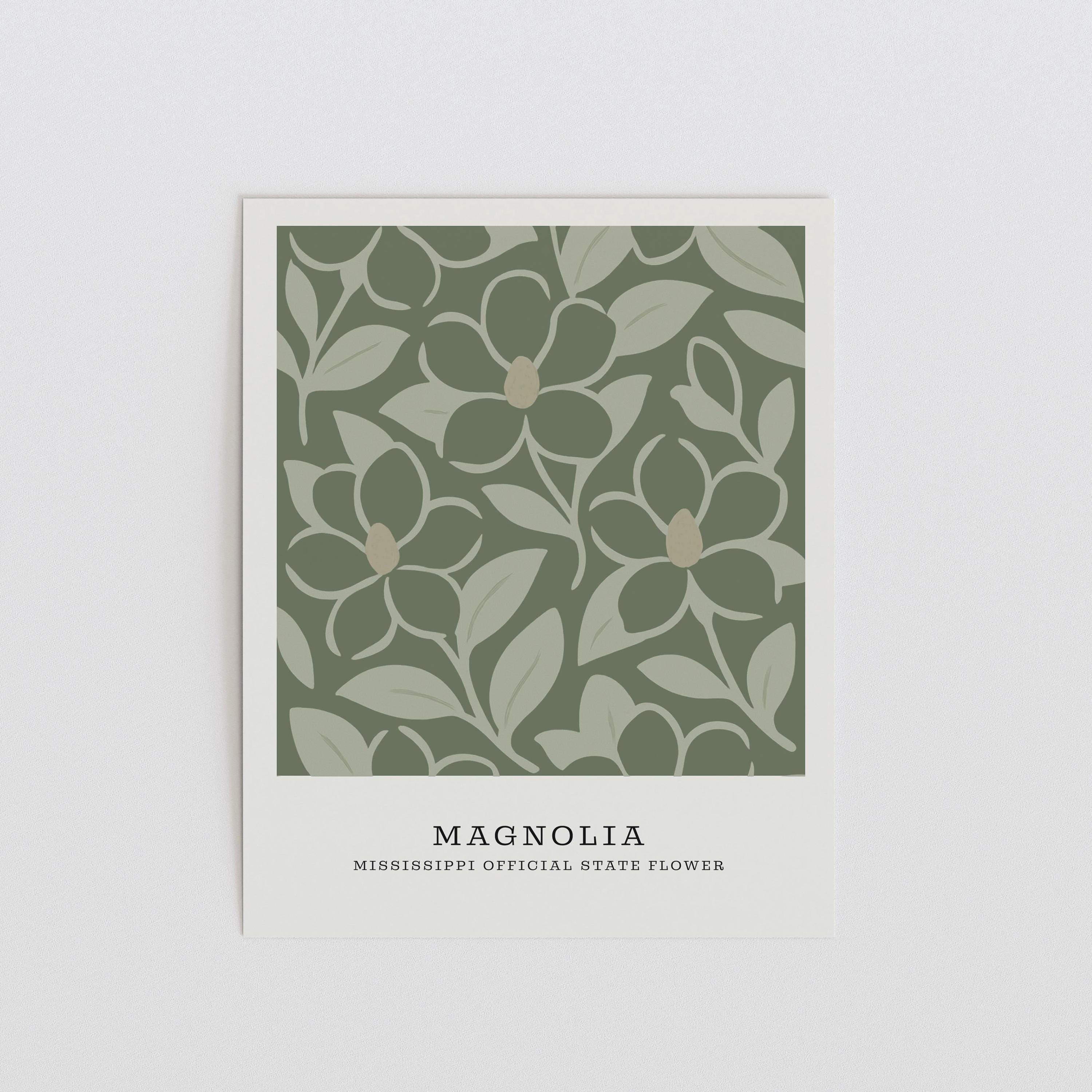 Mississippi state flower art print, magnolia