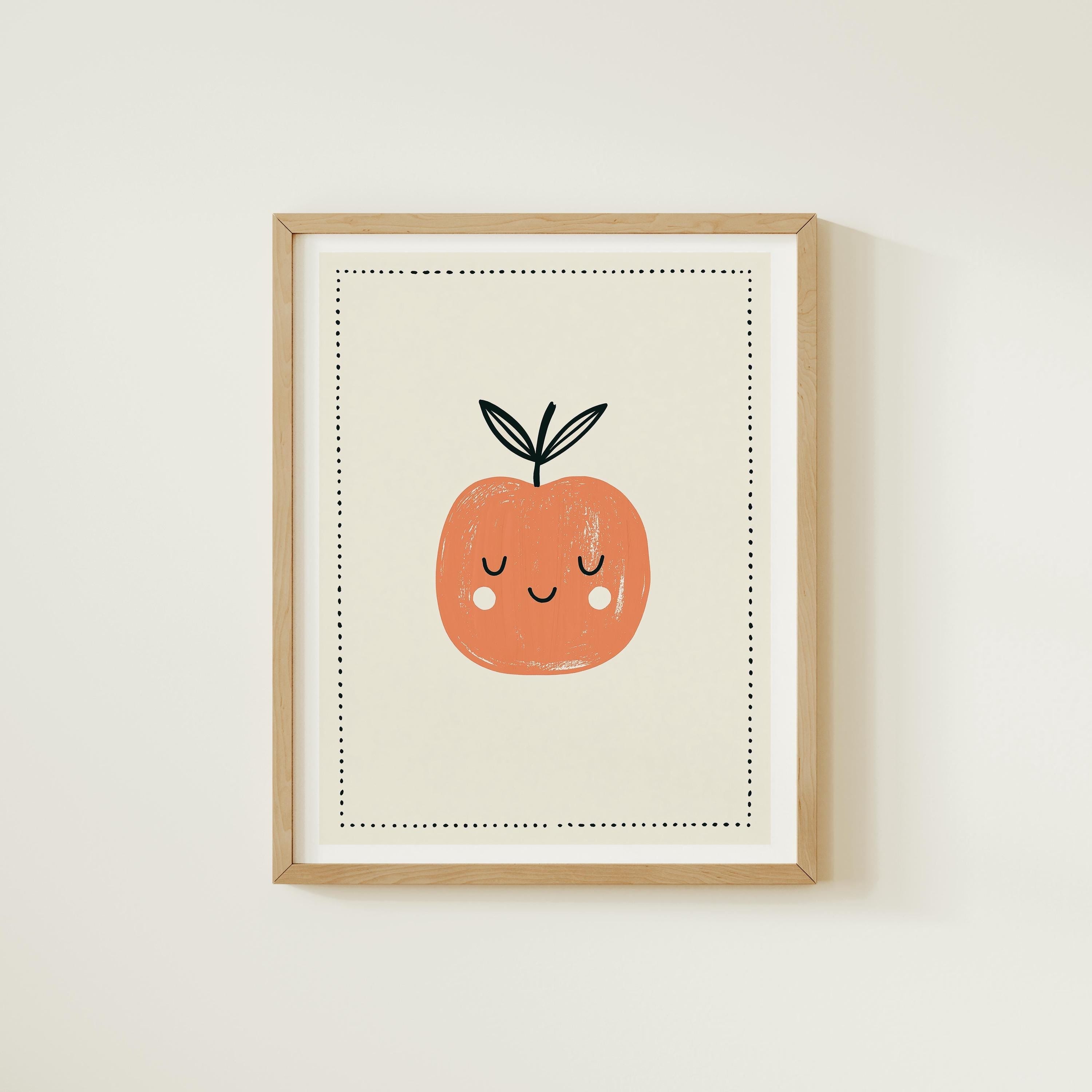 Pink apple nursery print