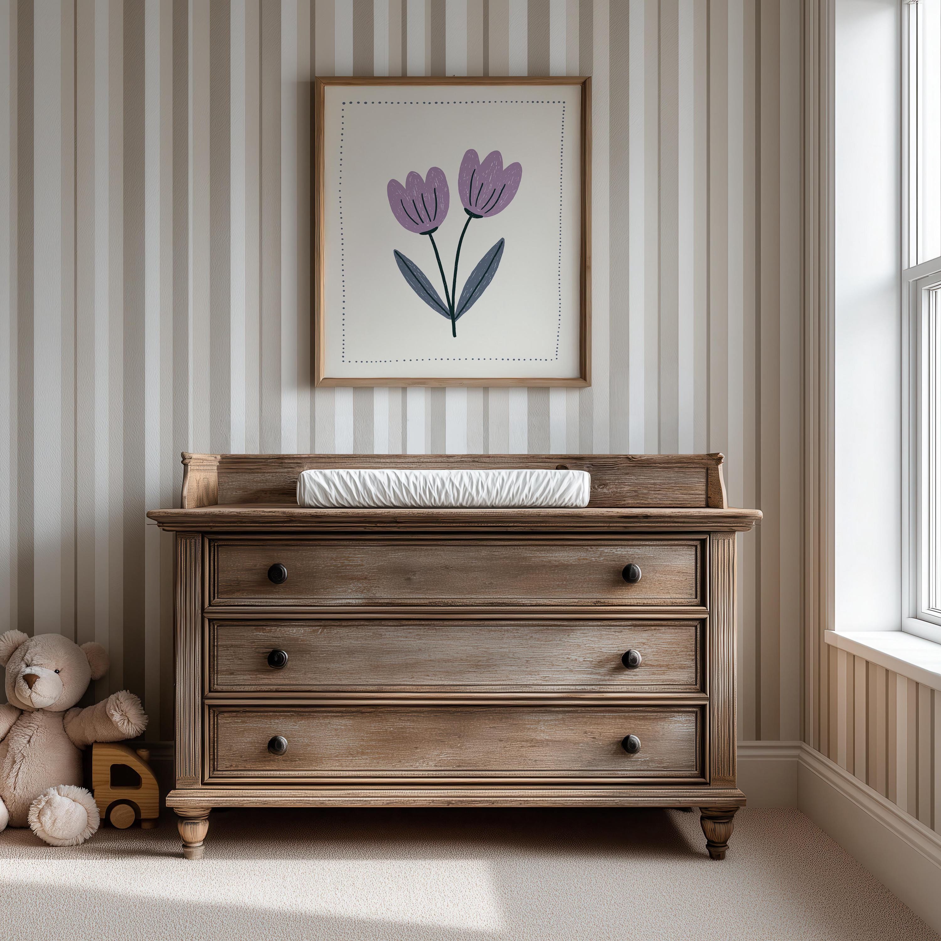 Purple tulips nursery print
