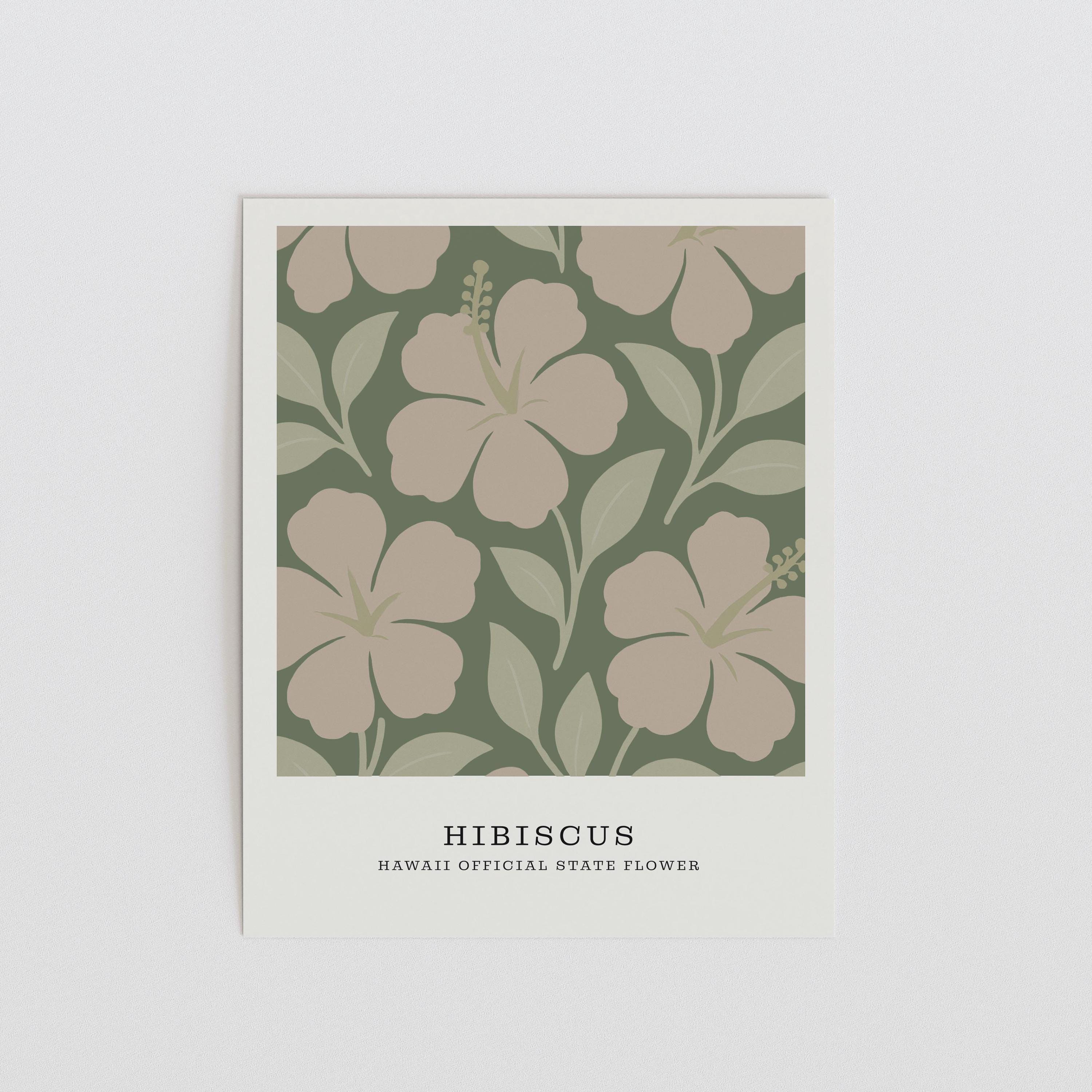 Hawaii state flower art print, yellow hibiscus