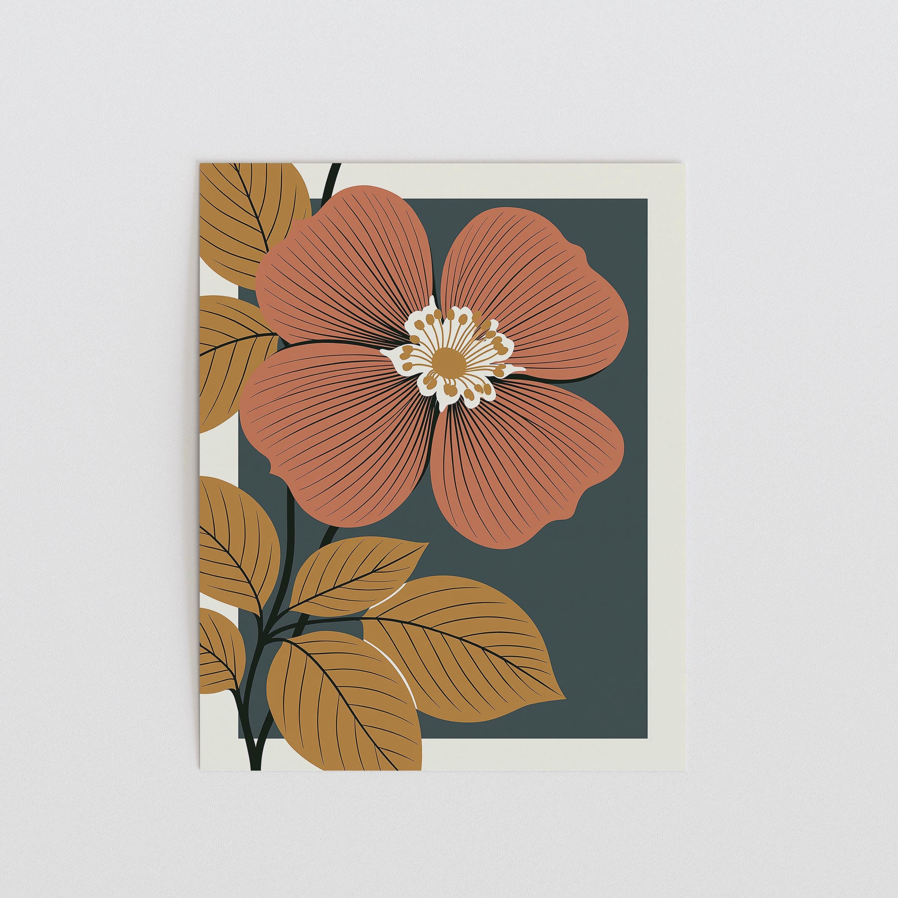 North Dakota state flower art print, wild prairie rose