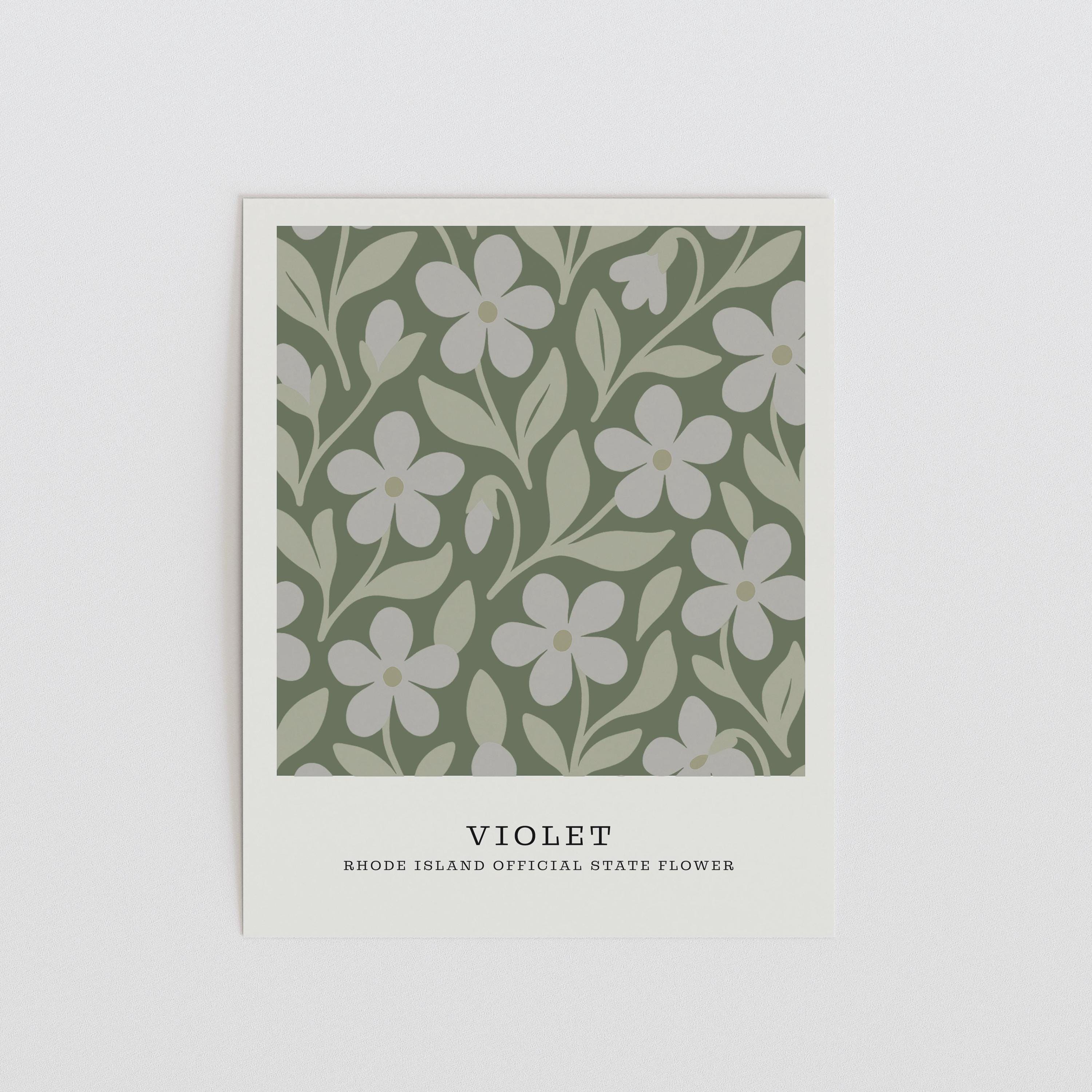 Rhode Island state flower art print, violet