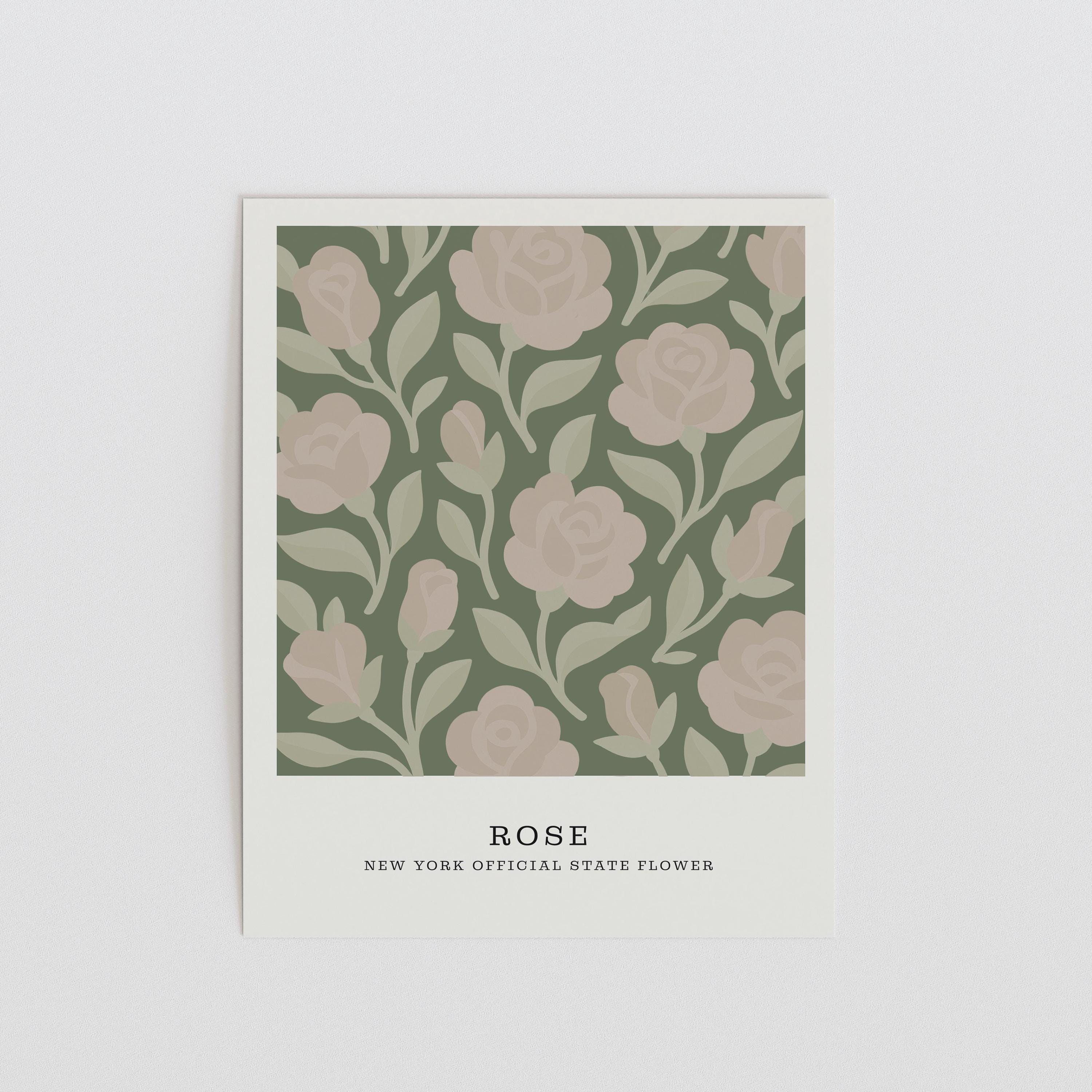 New York state flower art print, rose