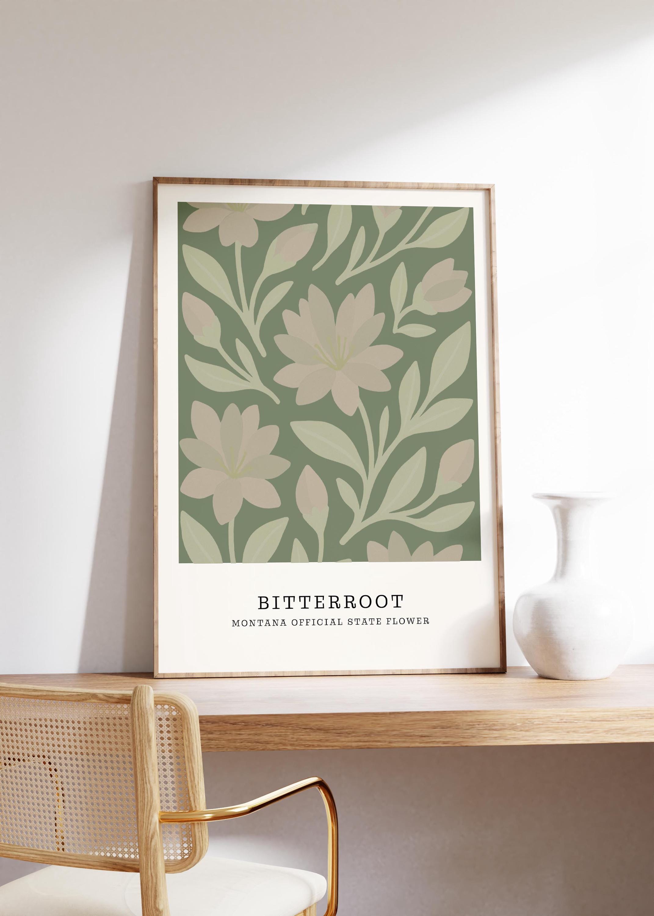 Montana state flower art print, bitterroot