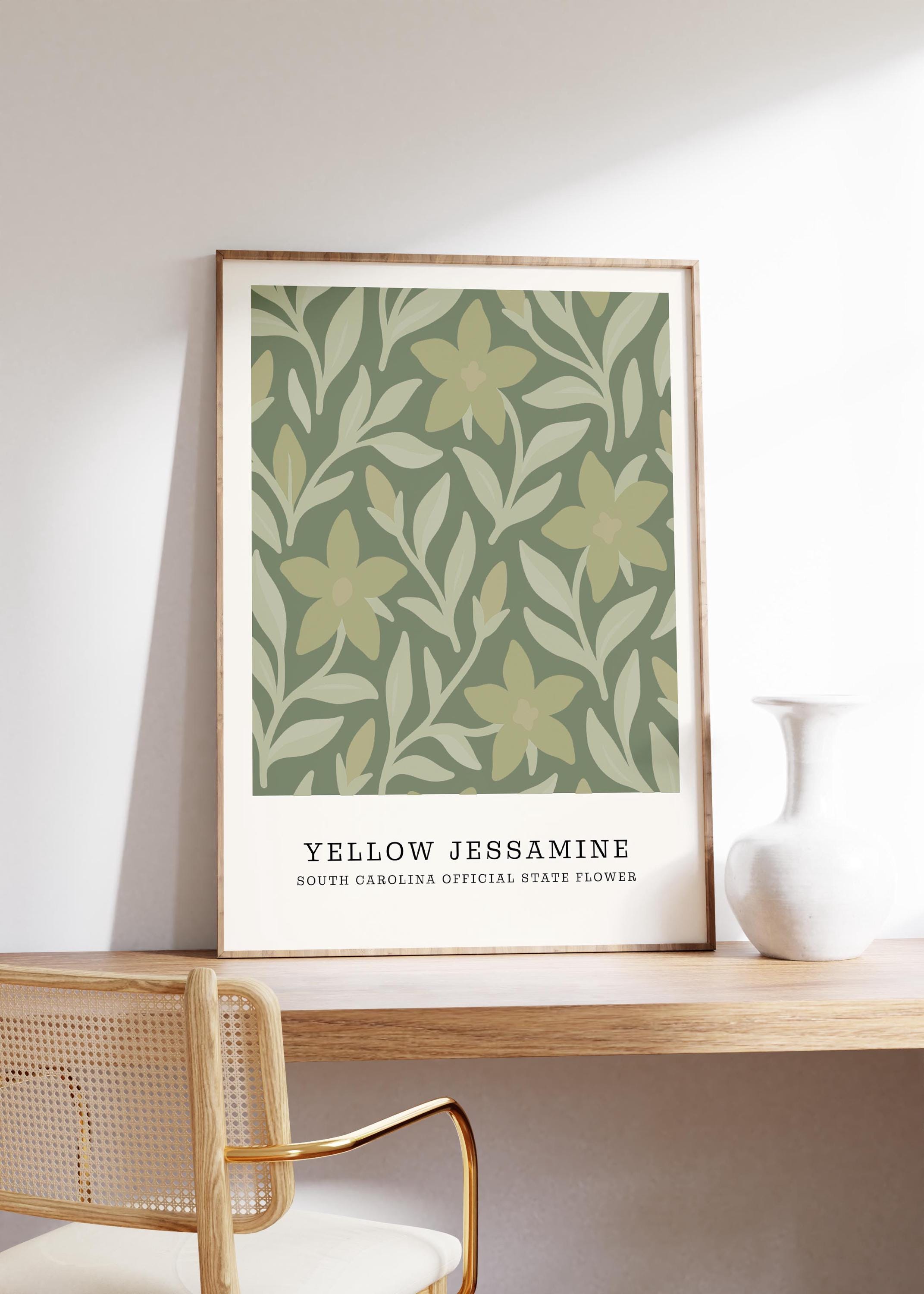 South Carolina state flower art print, yellow jessamine