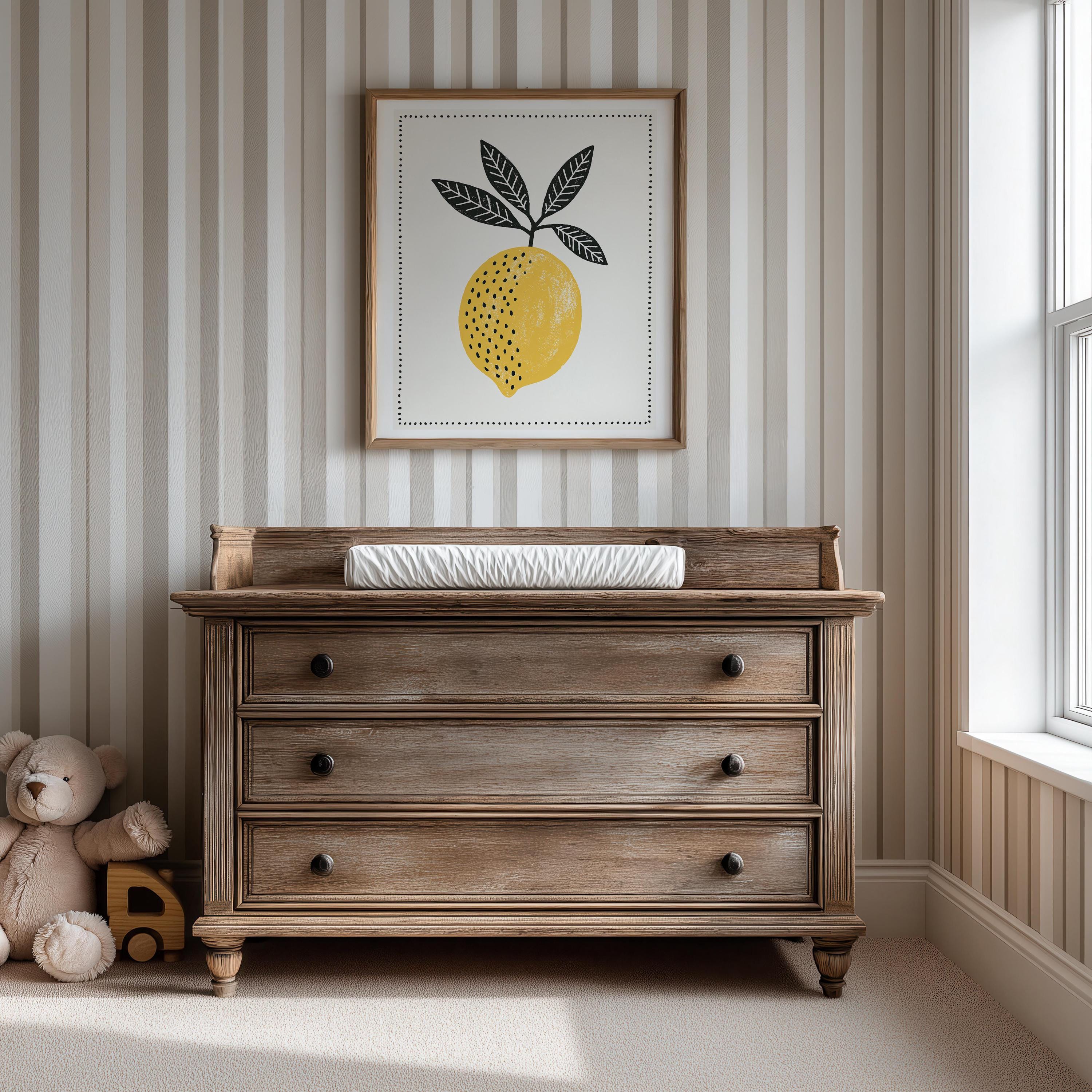Yellow lemon nursery print