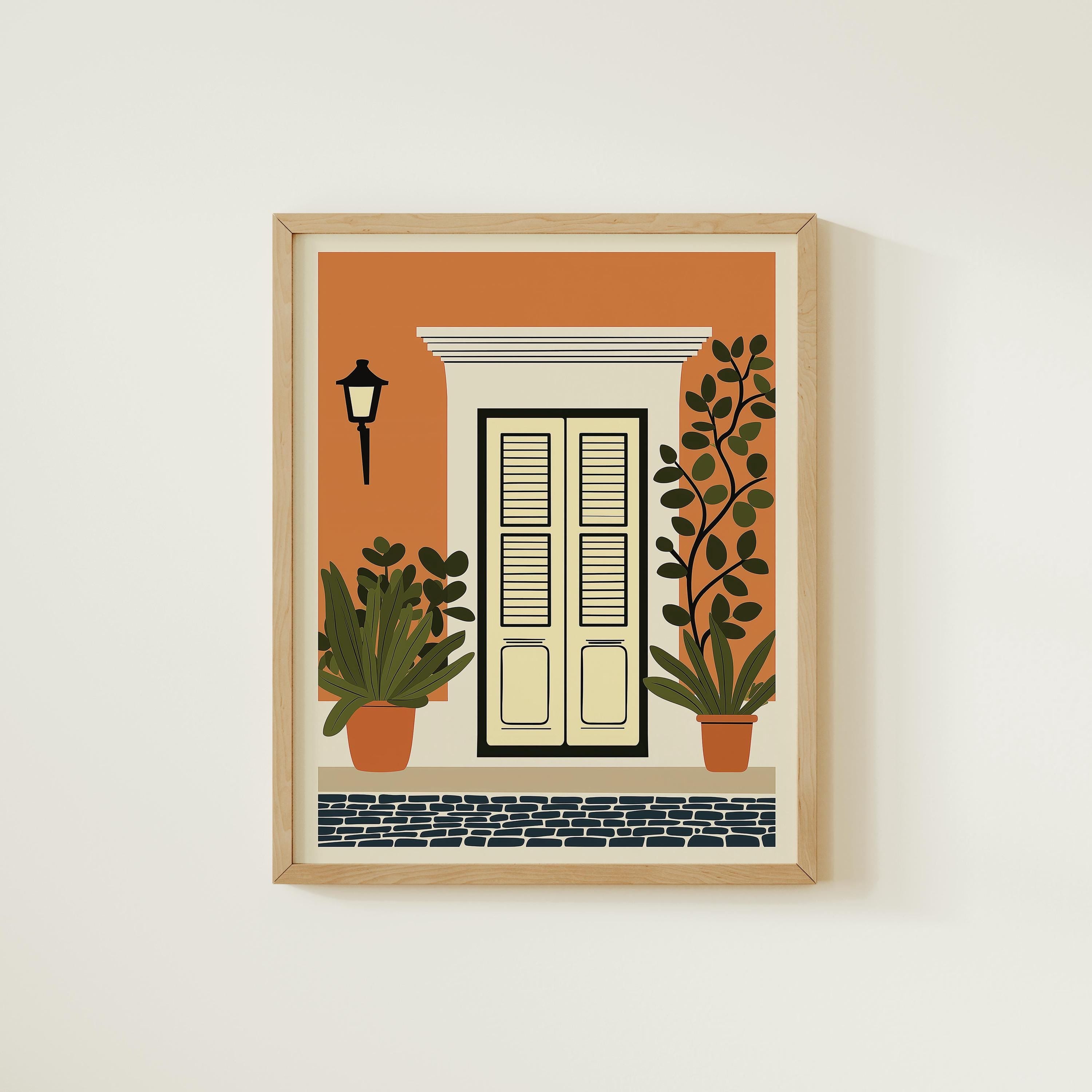 Old San Juan tropical door art print, Puerto Rico